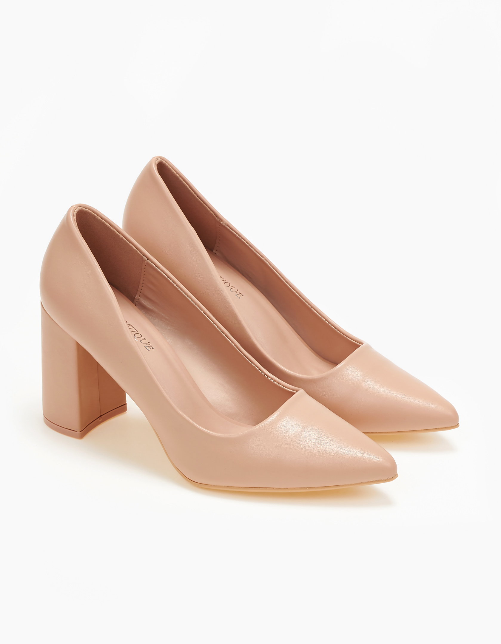 Γόβες με χοντρό τακούνι - Nude