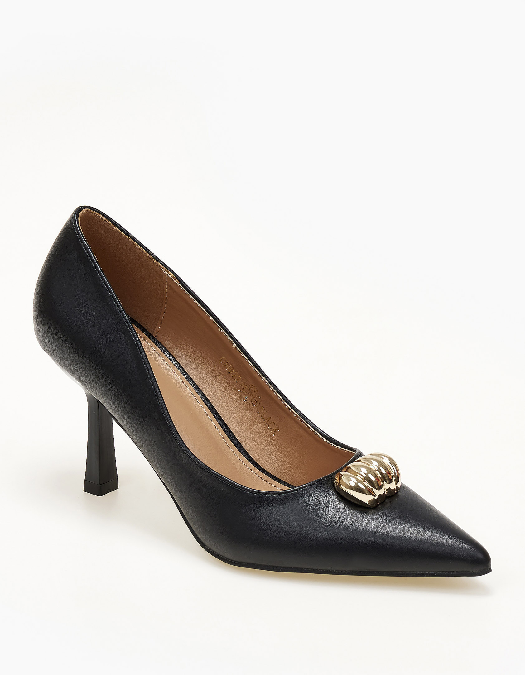 Γόβες με χρυσή λεπτομέρεια - Μαύρο