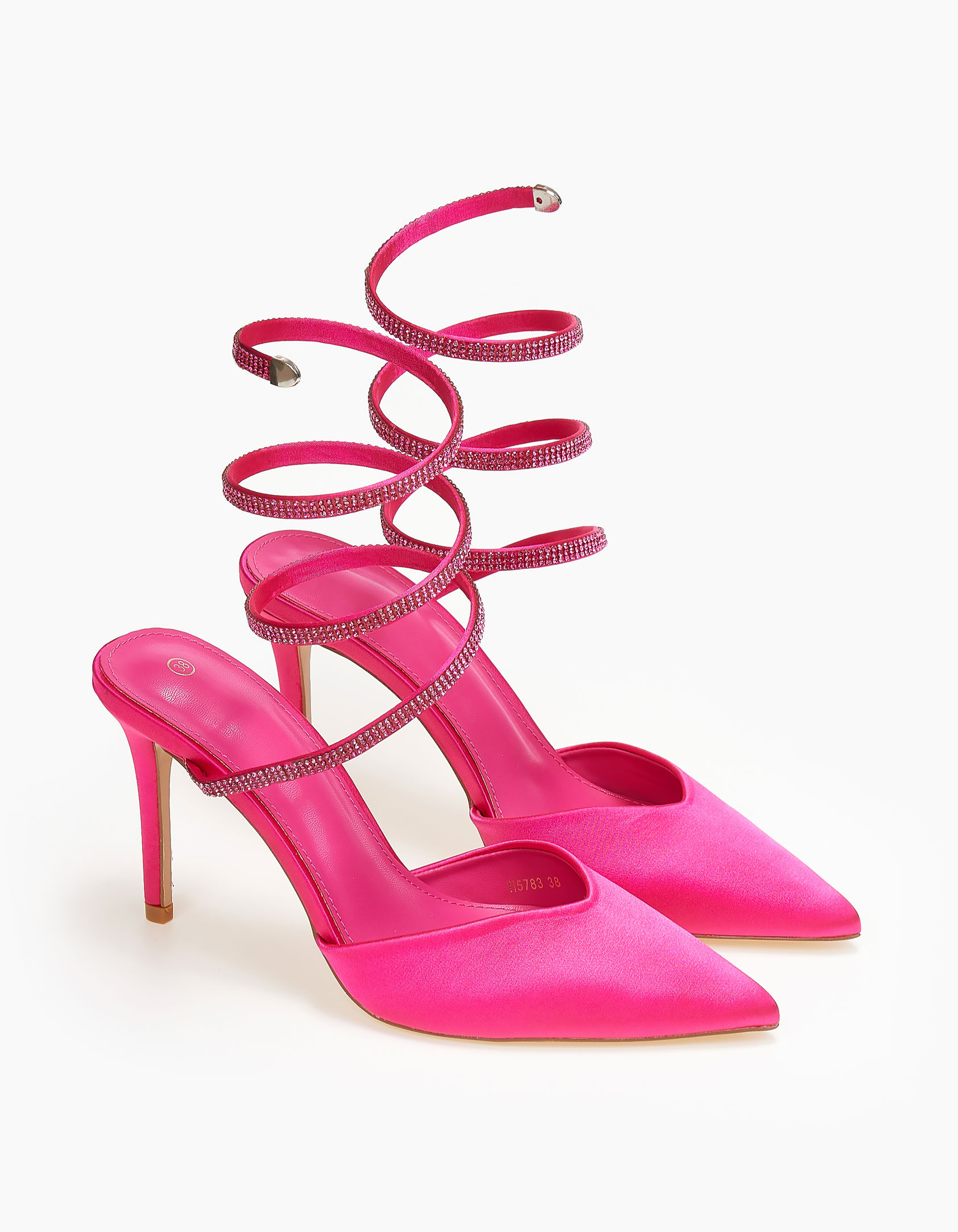 Γόβες μυτερές lace up με stass - Φούξια