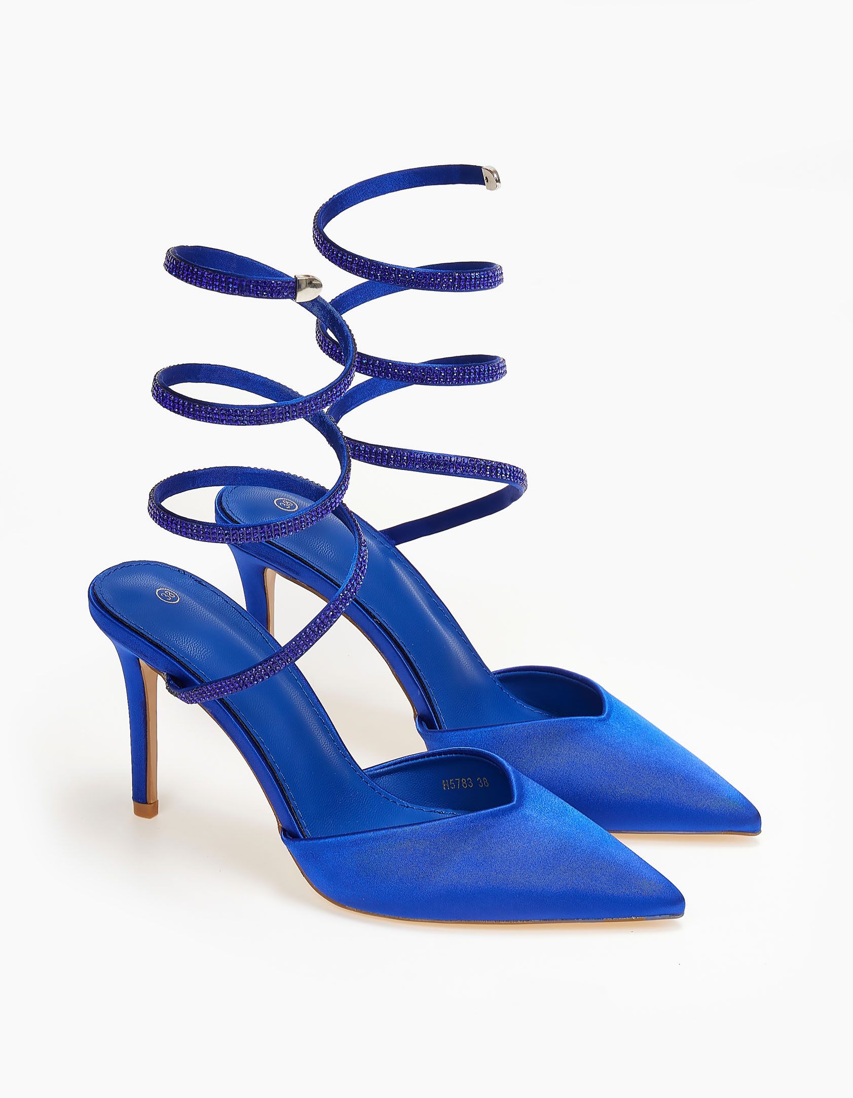 Γόβες μυτερές lace up με stass - Μπλε