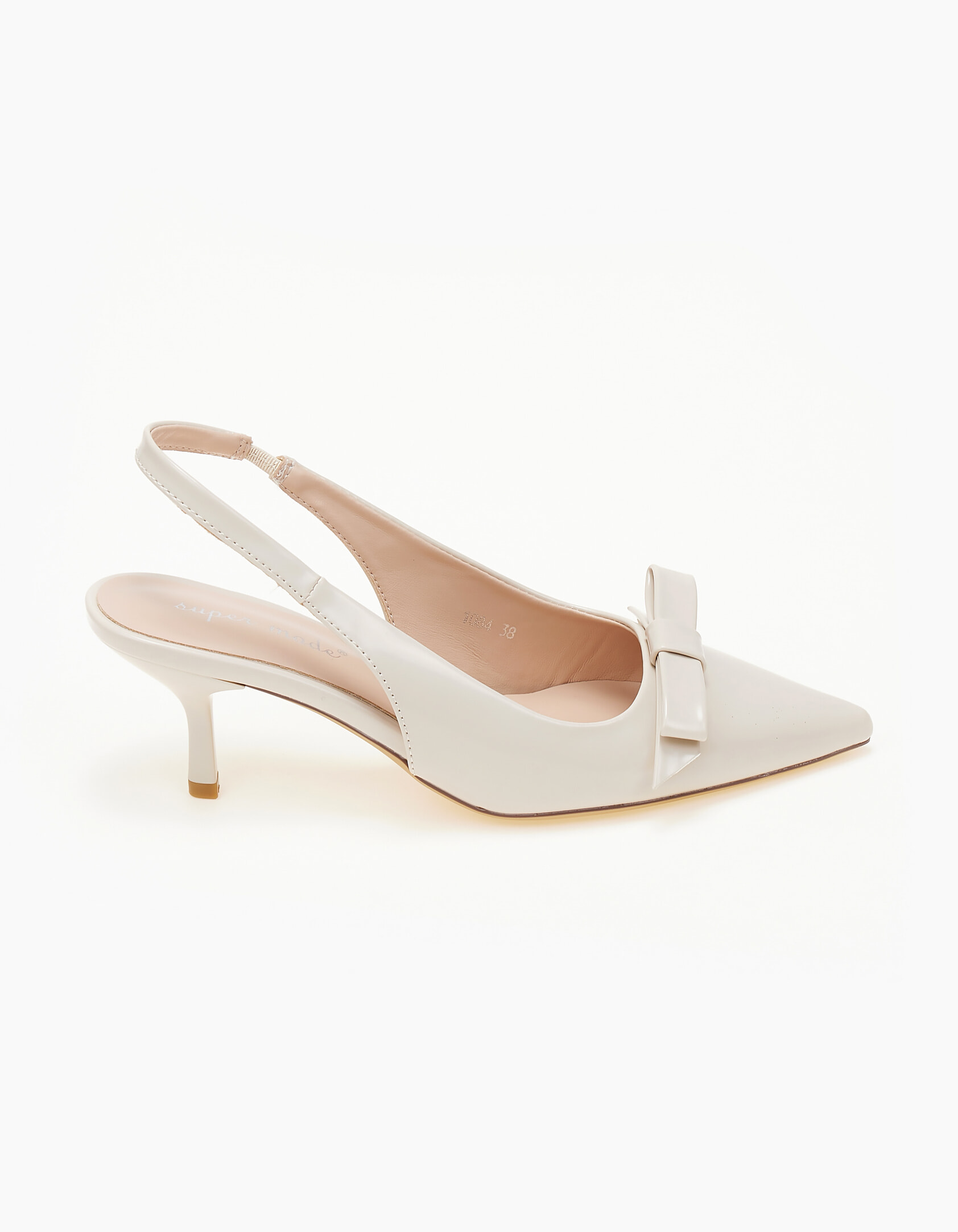 Γόβες slingback με ιδιαίτερο φιόγκο - Μπεζ