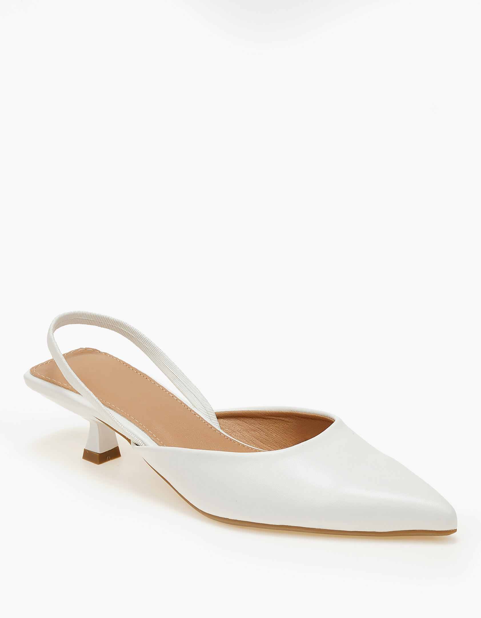 Γόβες slingback με χαμηλό τακούνι - Λευκό
