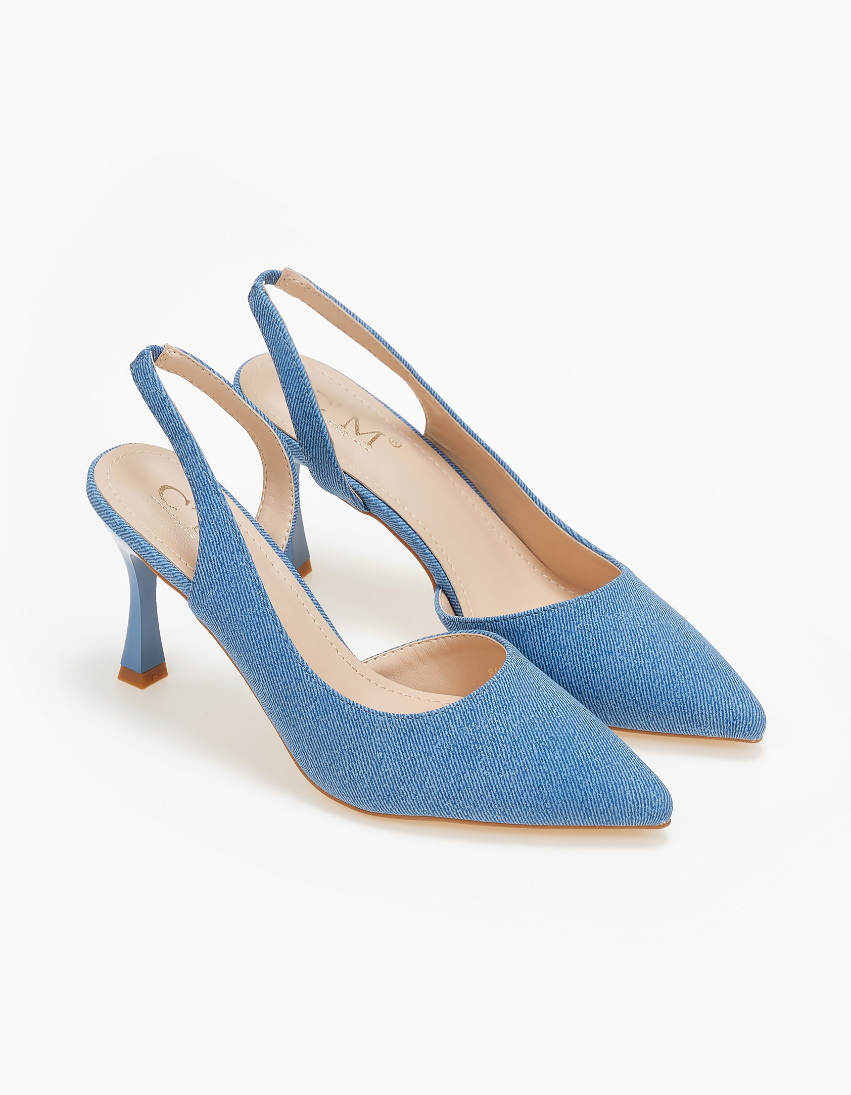 Γόβες openheel με χαμηλό τακούνι - Τζιν