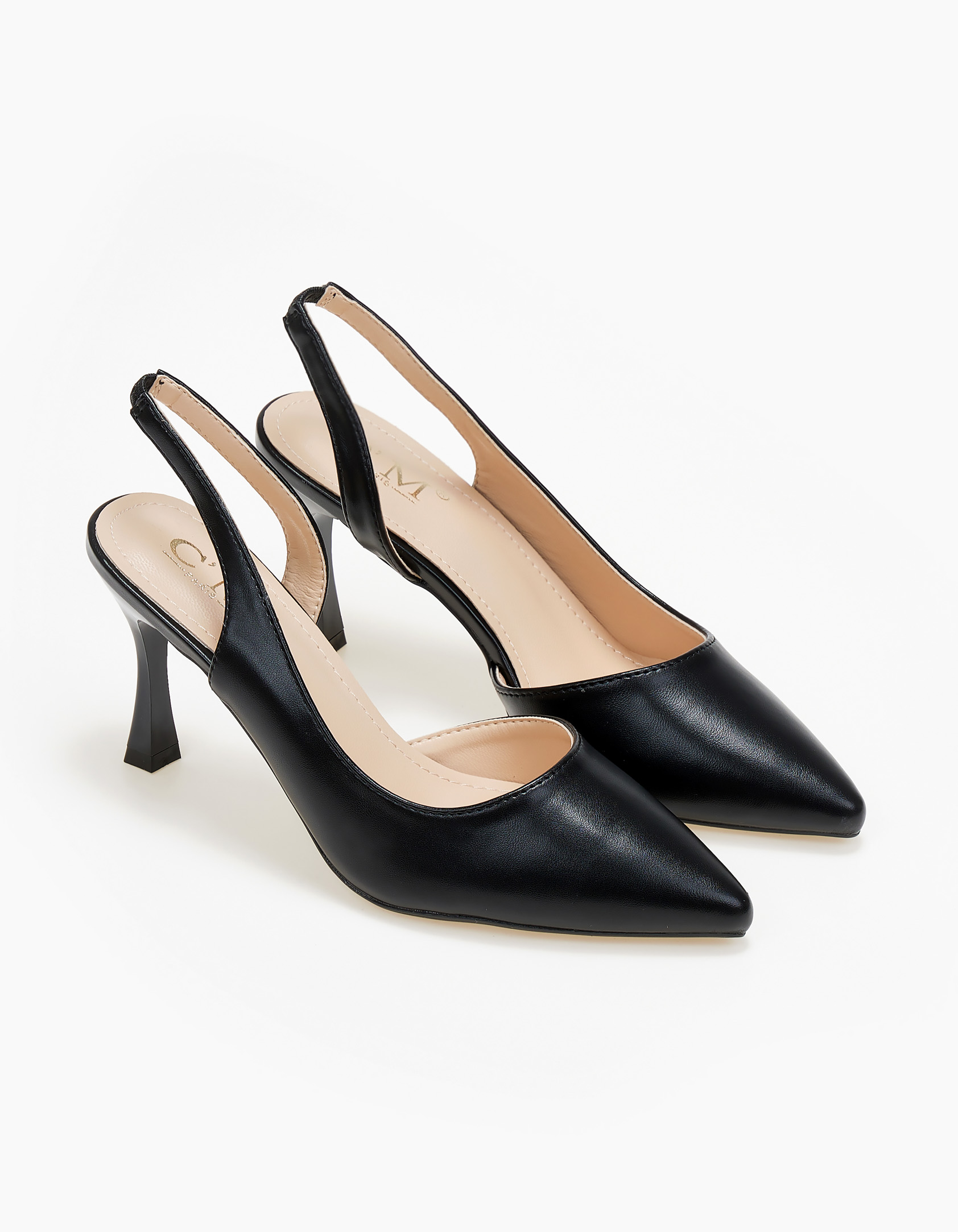 Γόβες openheel με χαμηλό τακούνι - Μαύρο