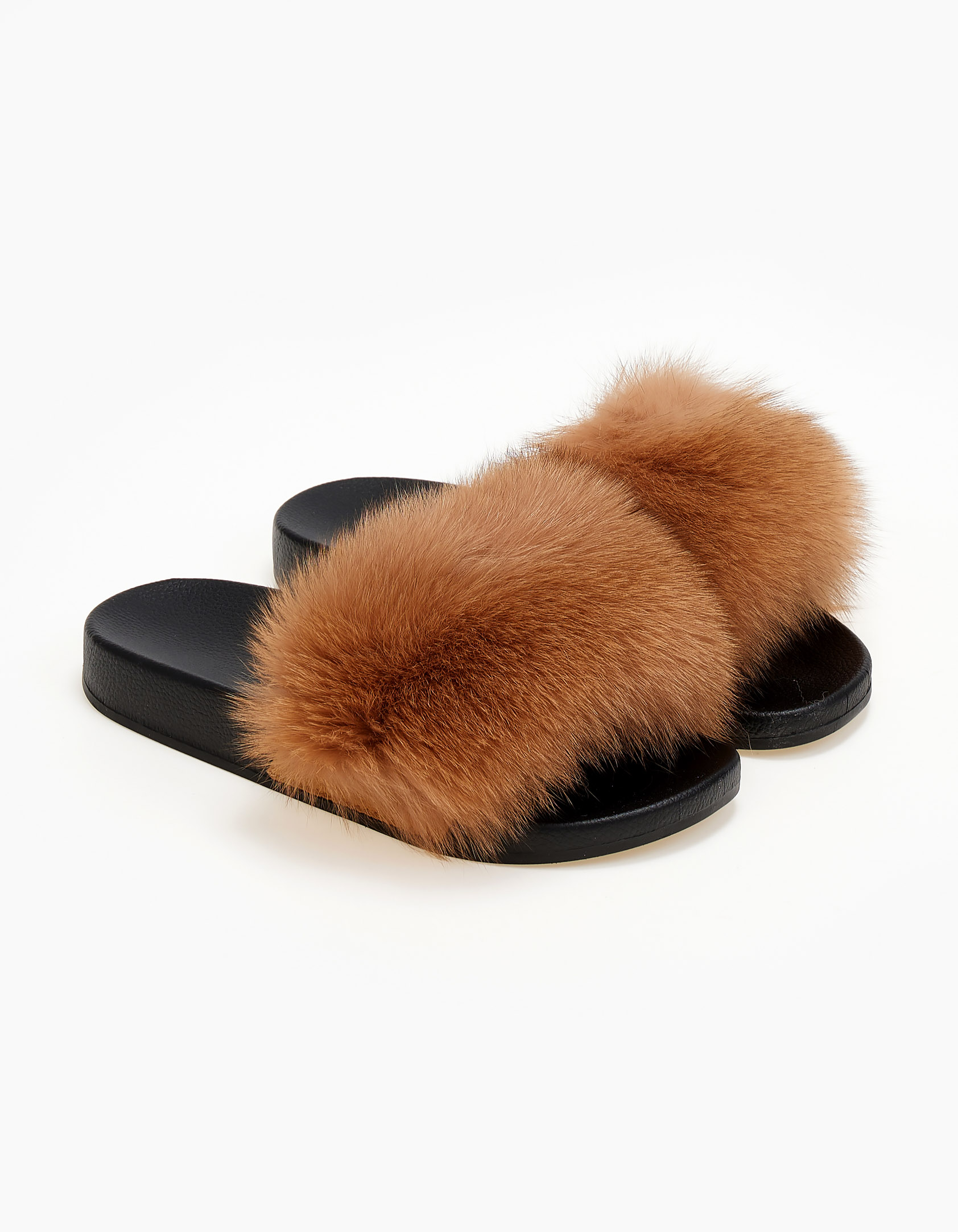 Παντόφλες με γούνα - Κάμελ