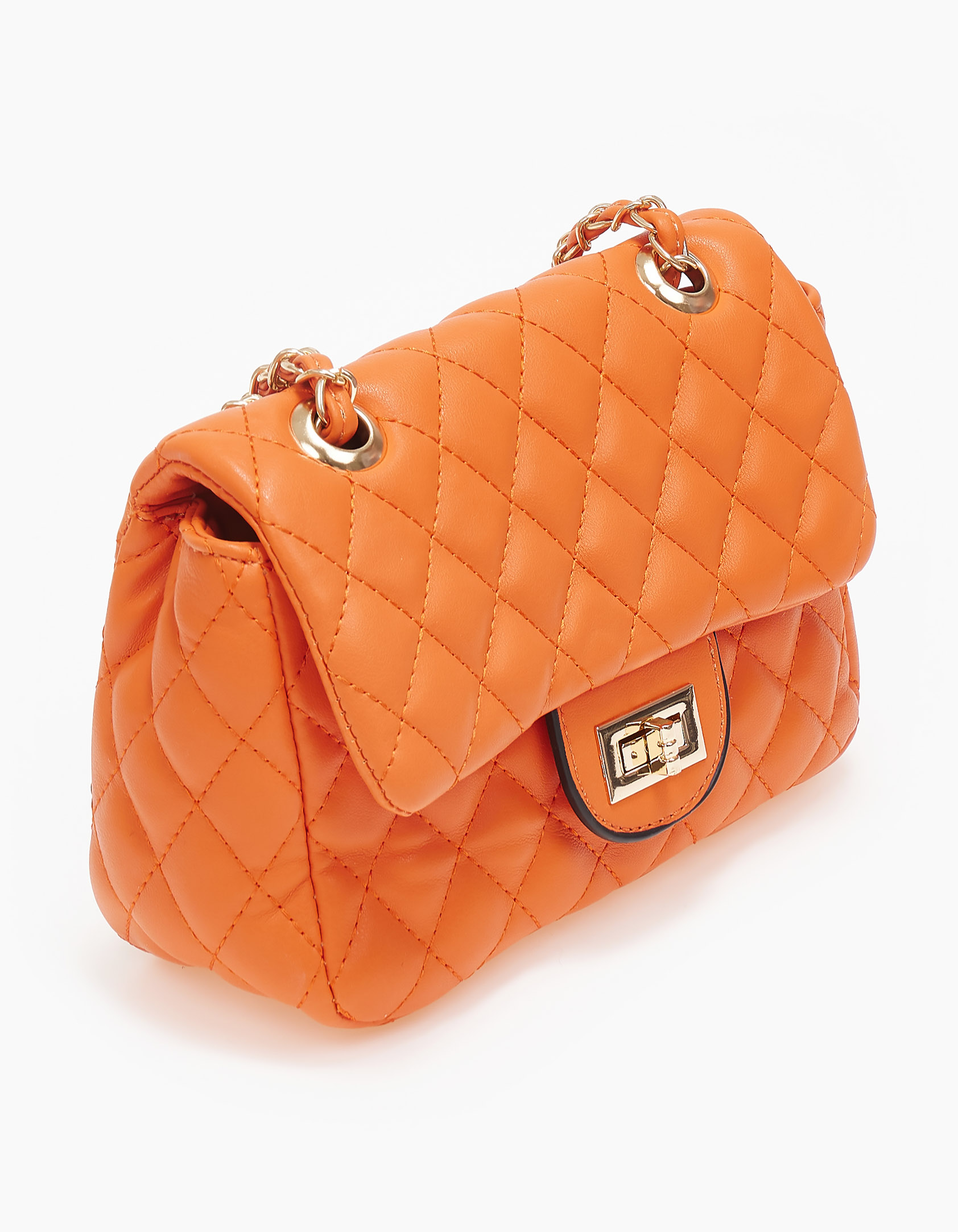 Γυναικεία καπιτονέ τσάντα - Πορτοκαλί