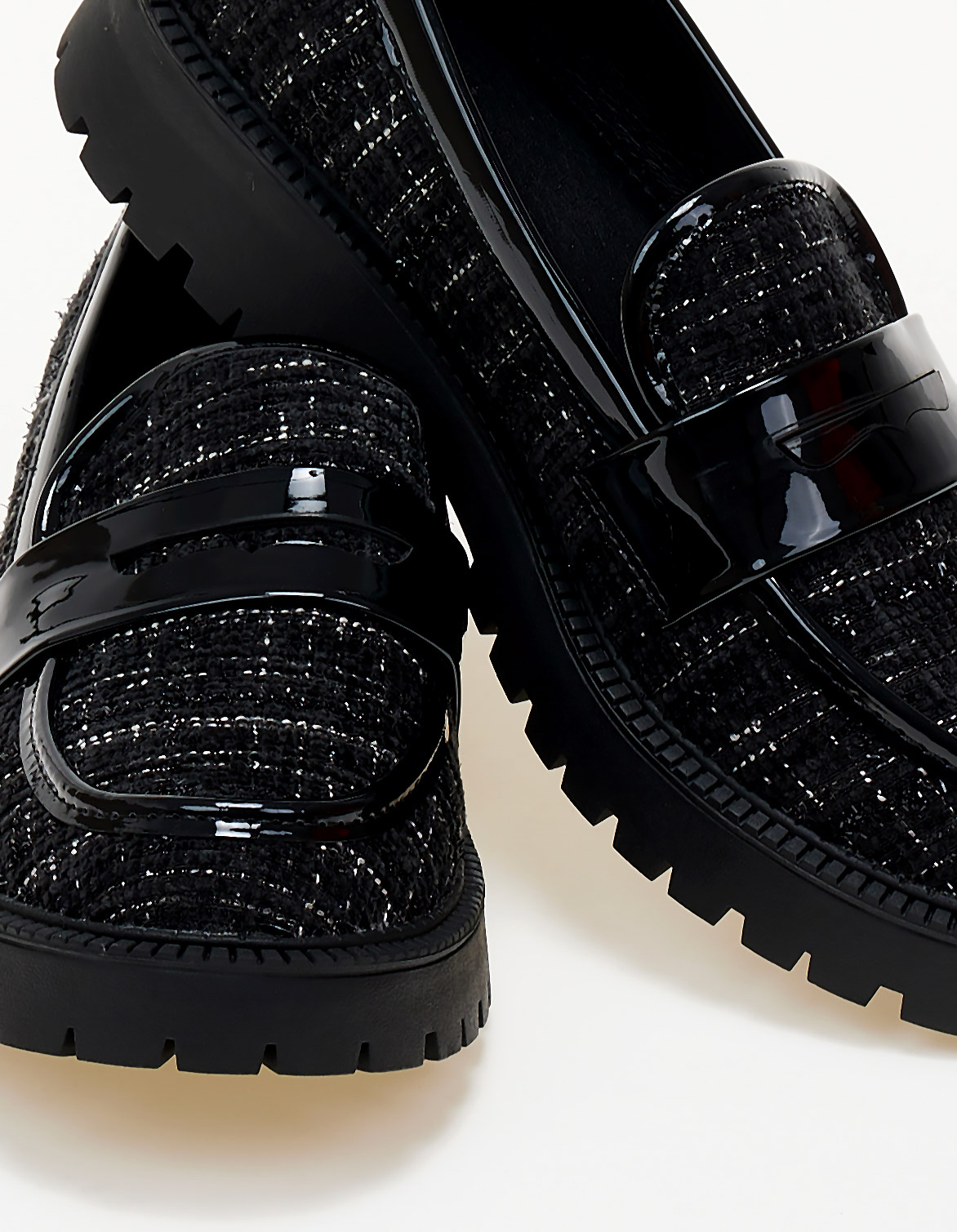 Loafers με υφή tweed - Μαύρο φωτογραφία