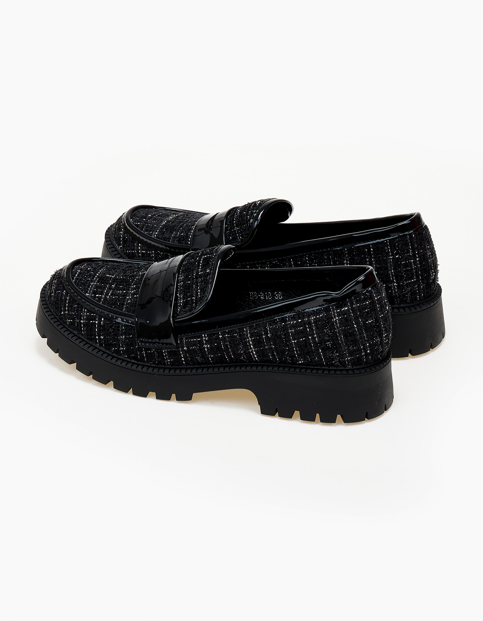 Loafers με υφή tweed - Μαύρο φωτογραφία