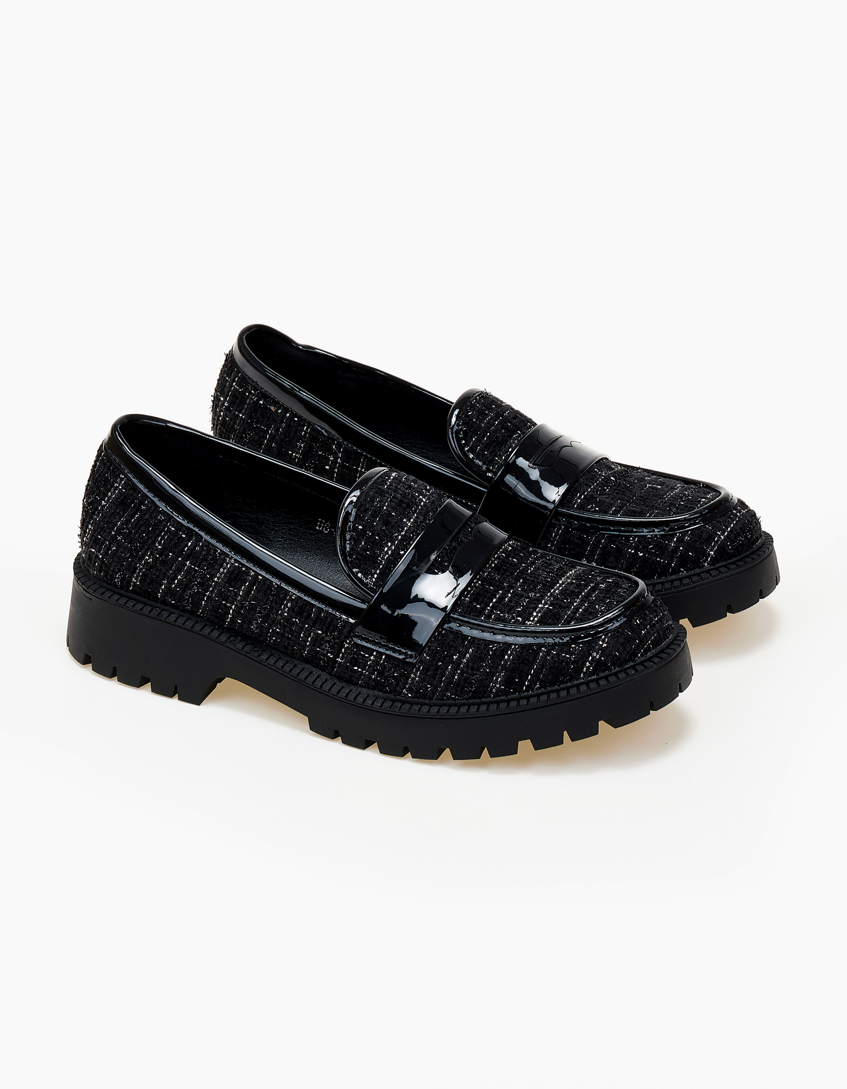 Loafers με υφή tweed - Μαύρο