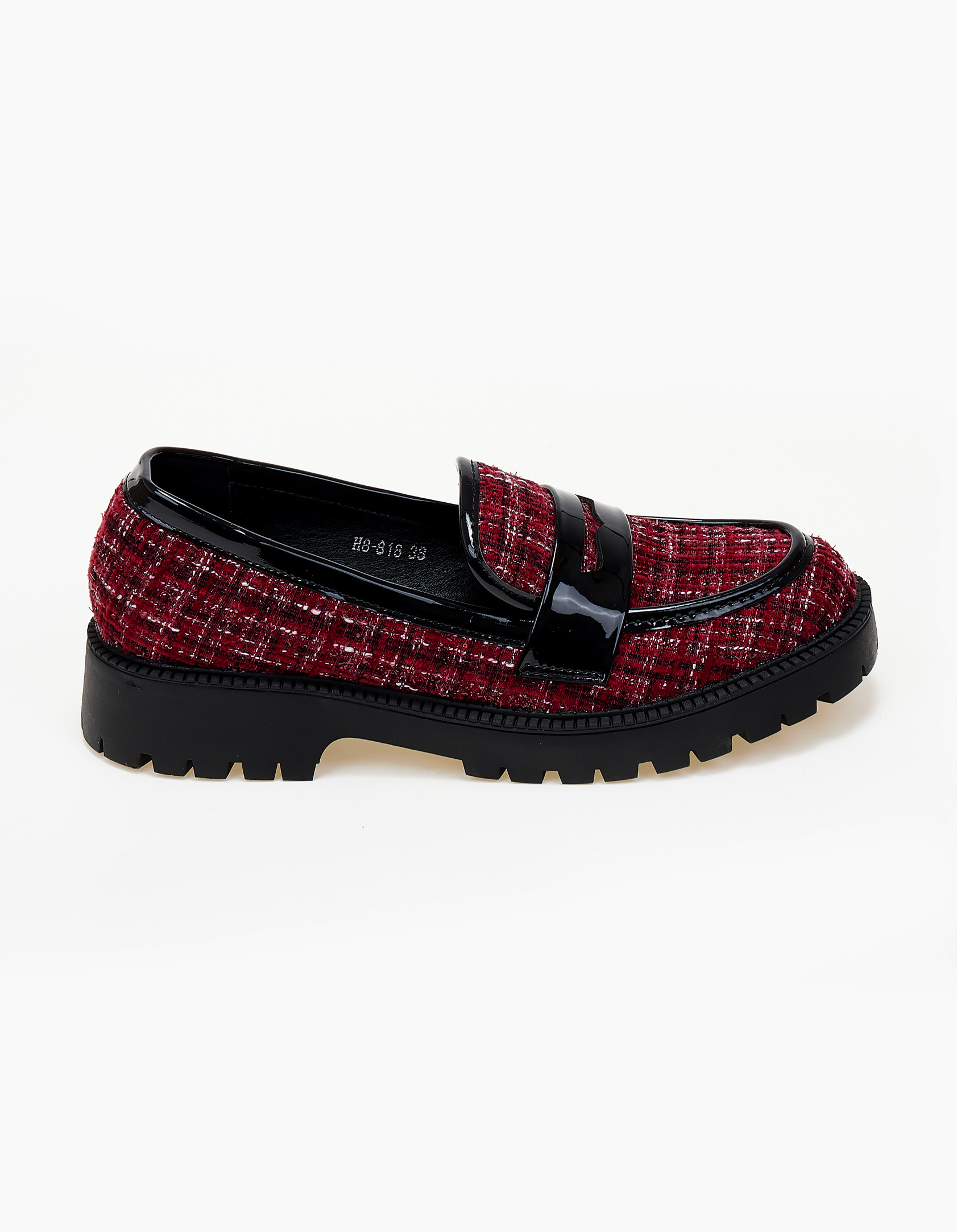 Loafers με υφή tweed - Μπορντώ φωτογραφία