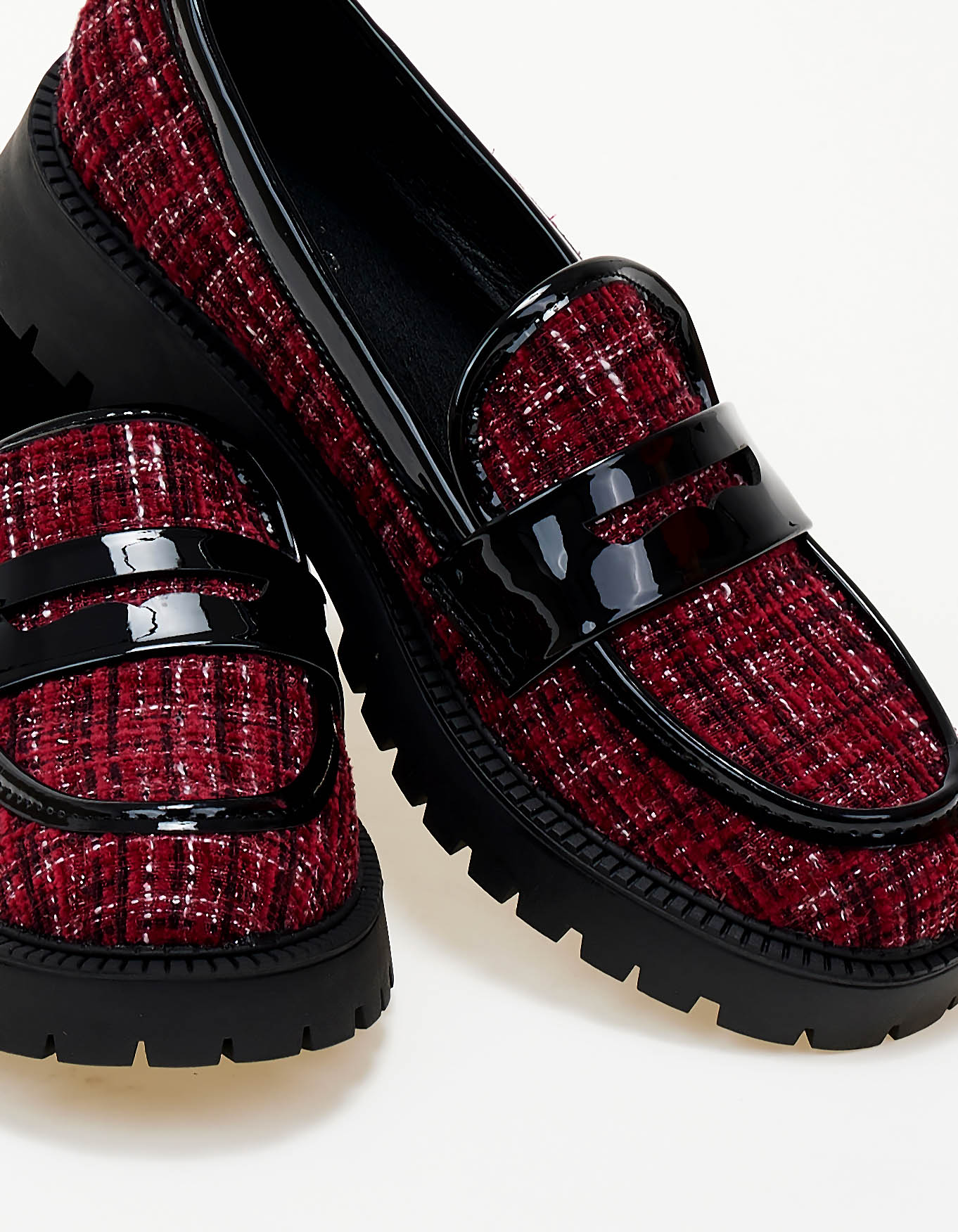 Loafers με υφή tweed - Μπορντώ φωτογραφία