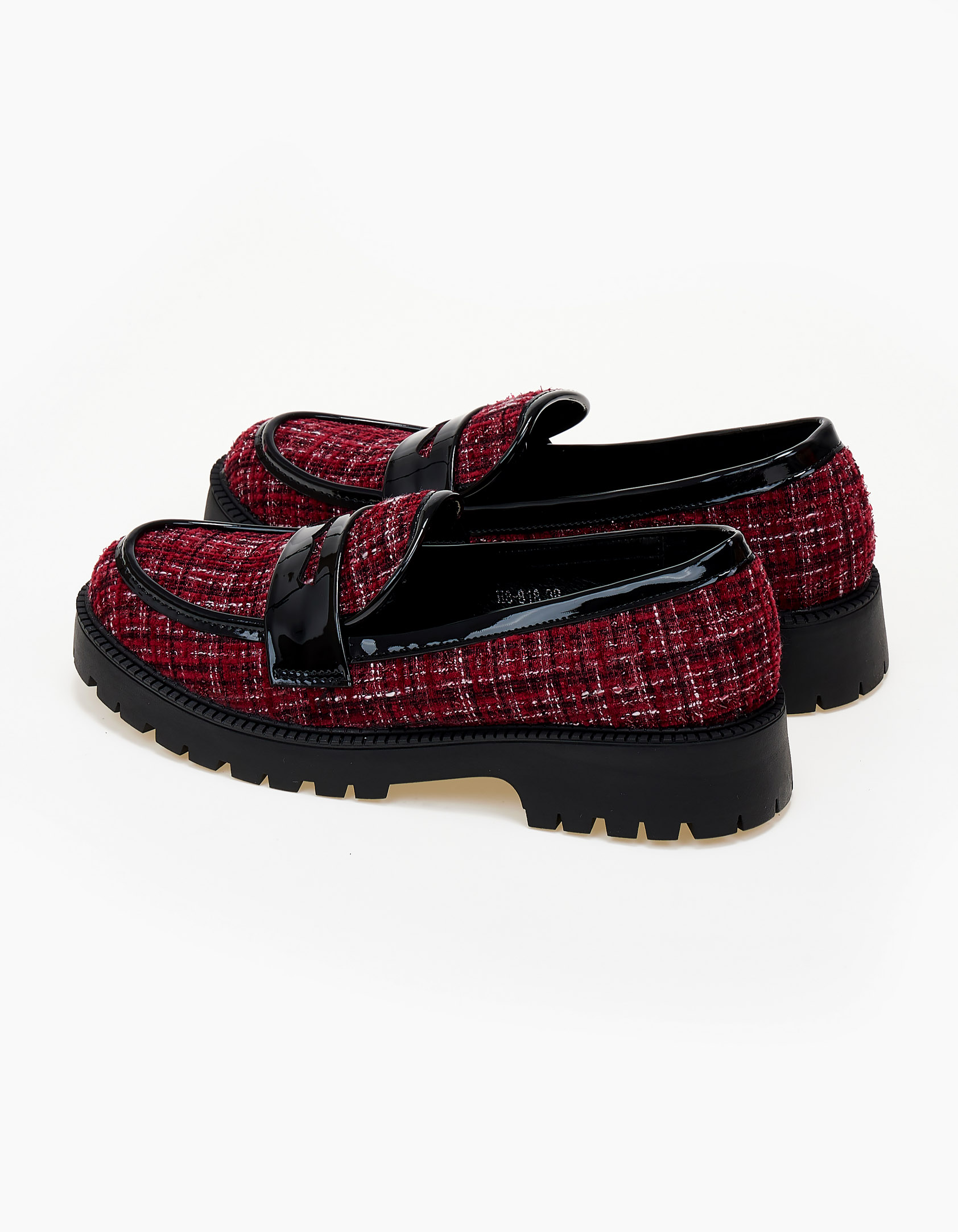 Loafers με υφή tweed - Μπορντώ φωτογραφία