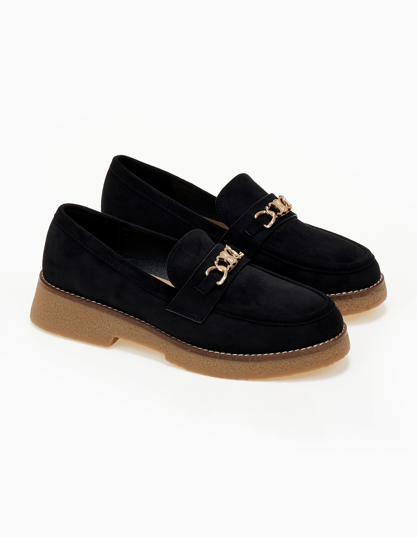 Loafers με suede υφή - Μαύρο