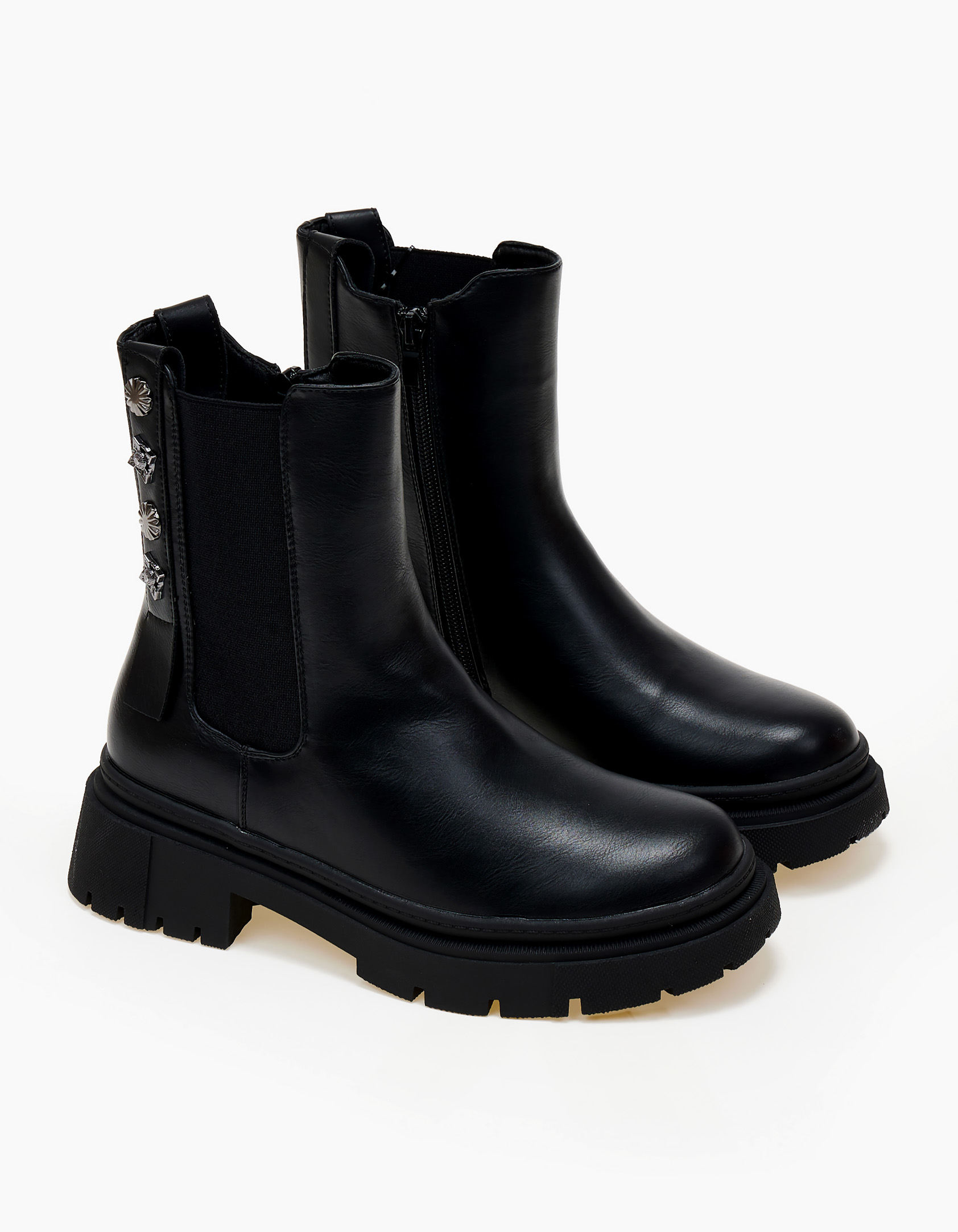 Biker boots με λάστιχο στο πλάι - Μαύρο