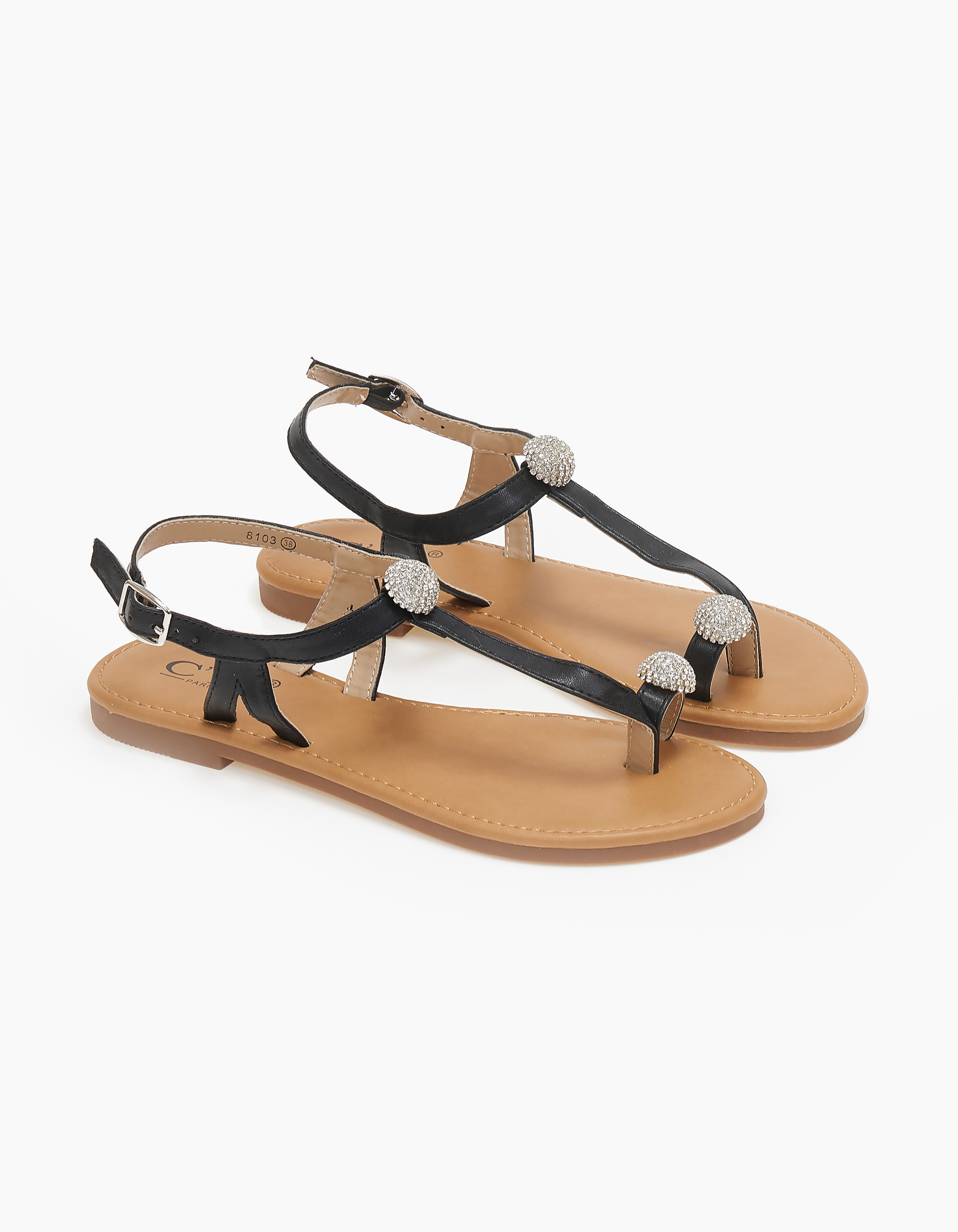 Issue Σανδάλια με στοιχεία με στρας - Μαύρο