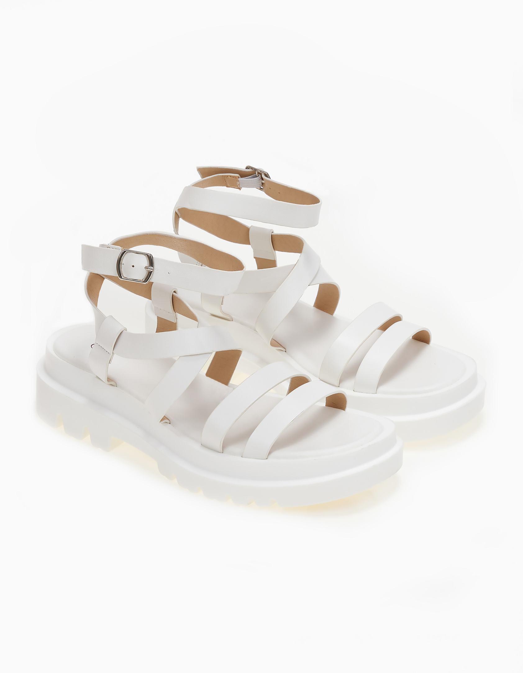 Σανδάλια με τρακτερωτή σόλα - Λευκό