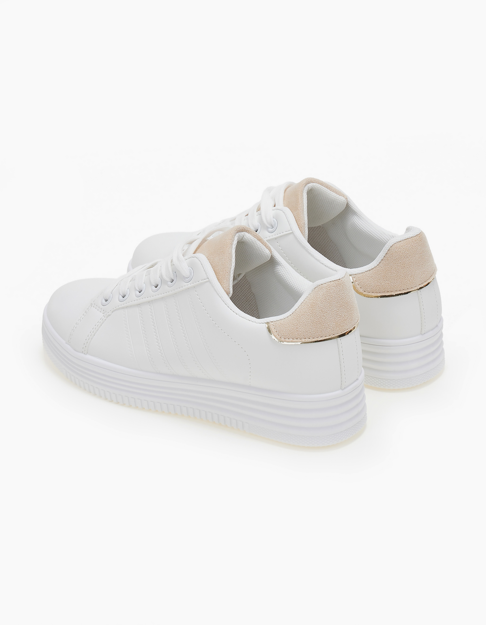 Basic sneakers - Λευκό-Μπεζ φωτογραφία