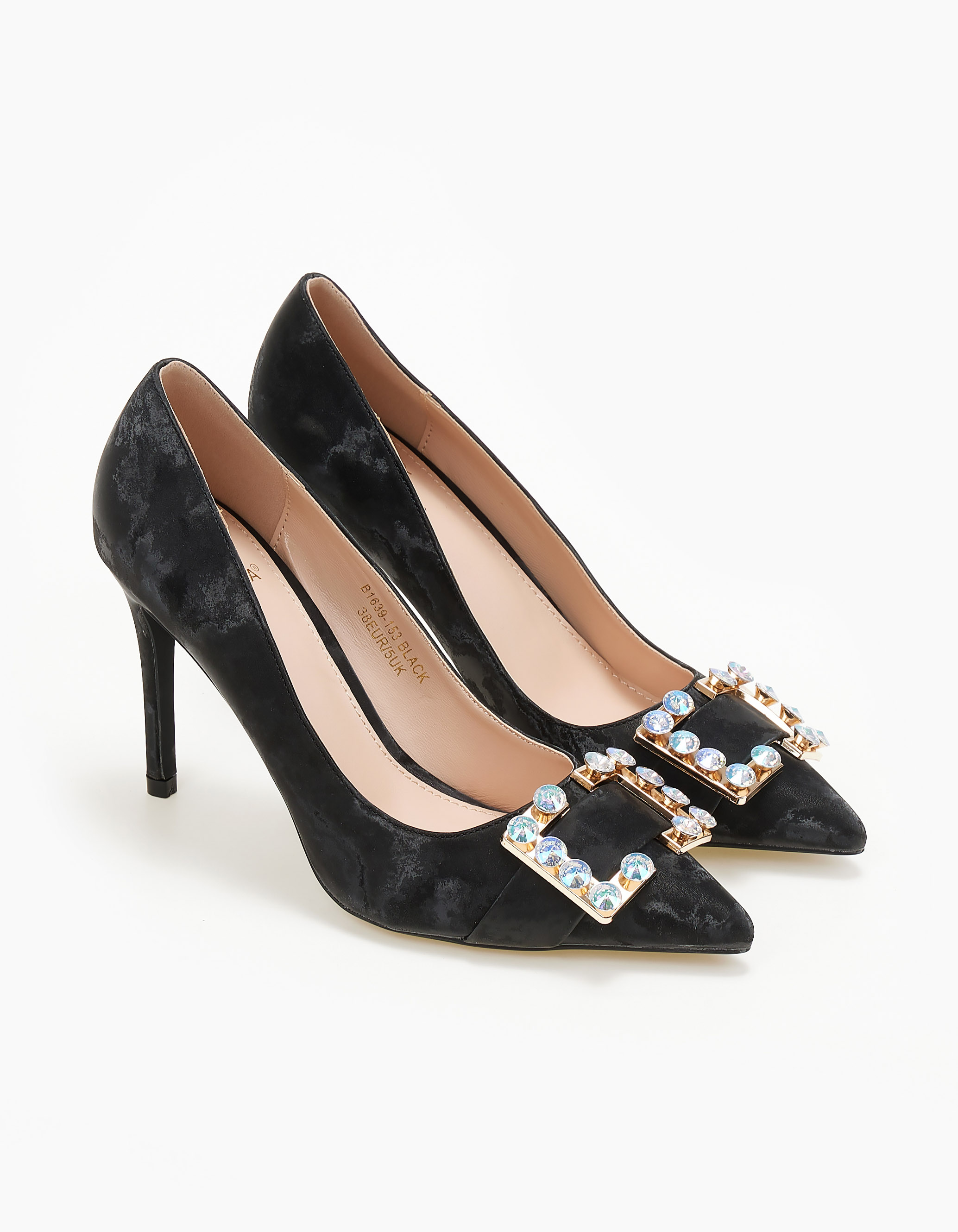 Γόβες με διακοσμητικές πέτρες - Μαύρο