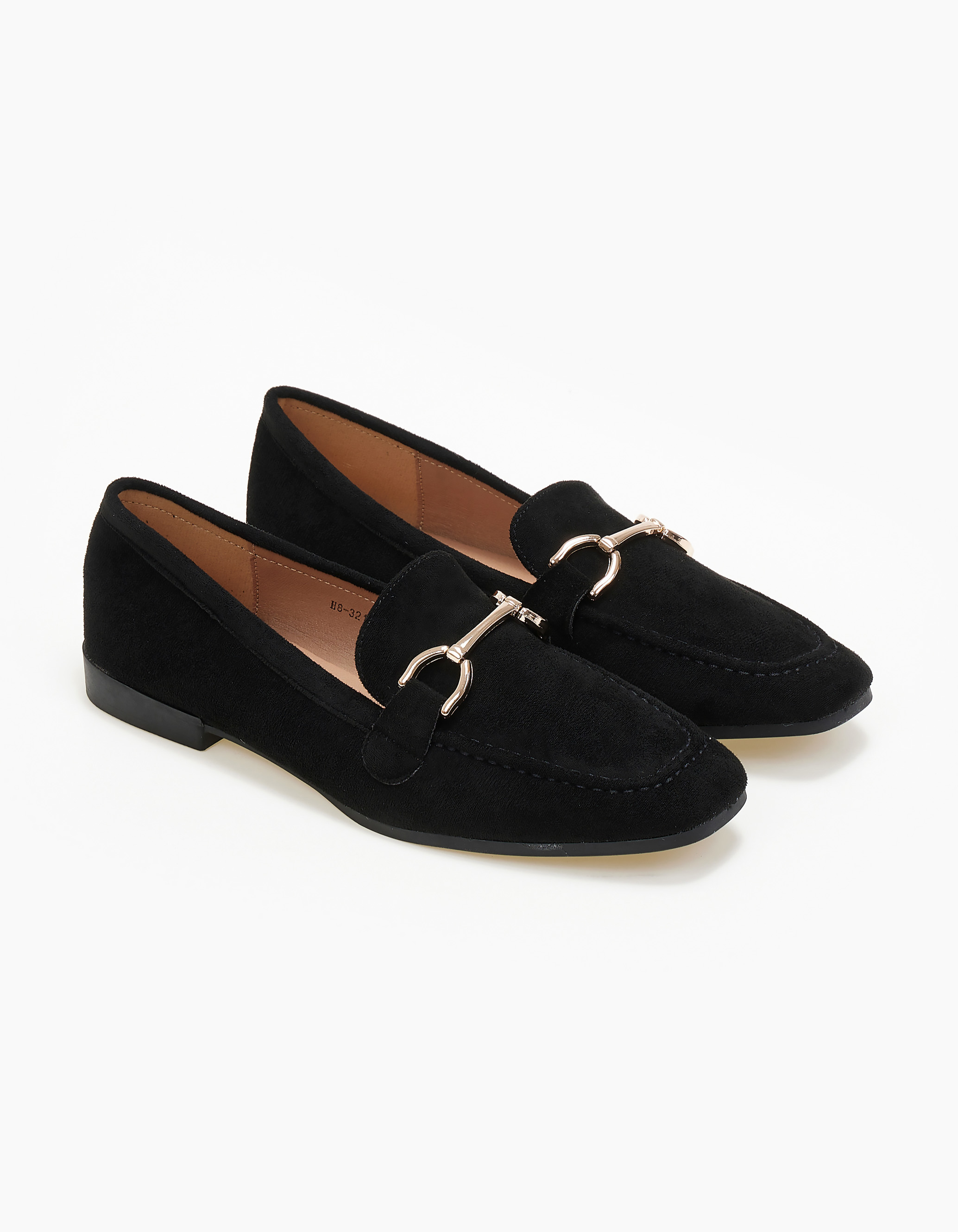 Suede loafers με διακοσμητική αγκράφα - Μαύρο Παπούτσια > Loafers