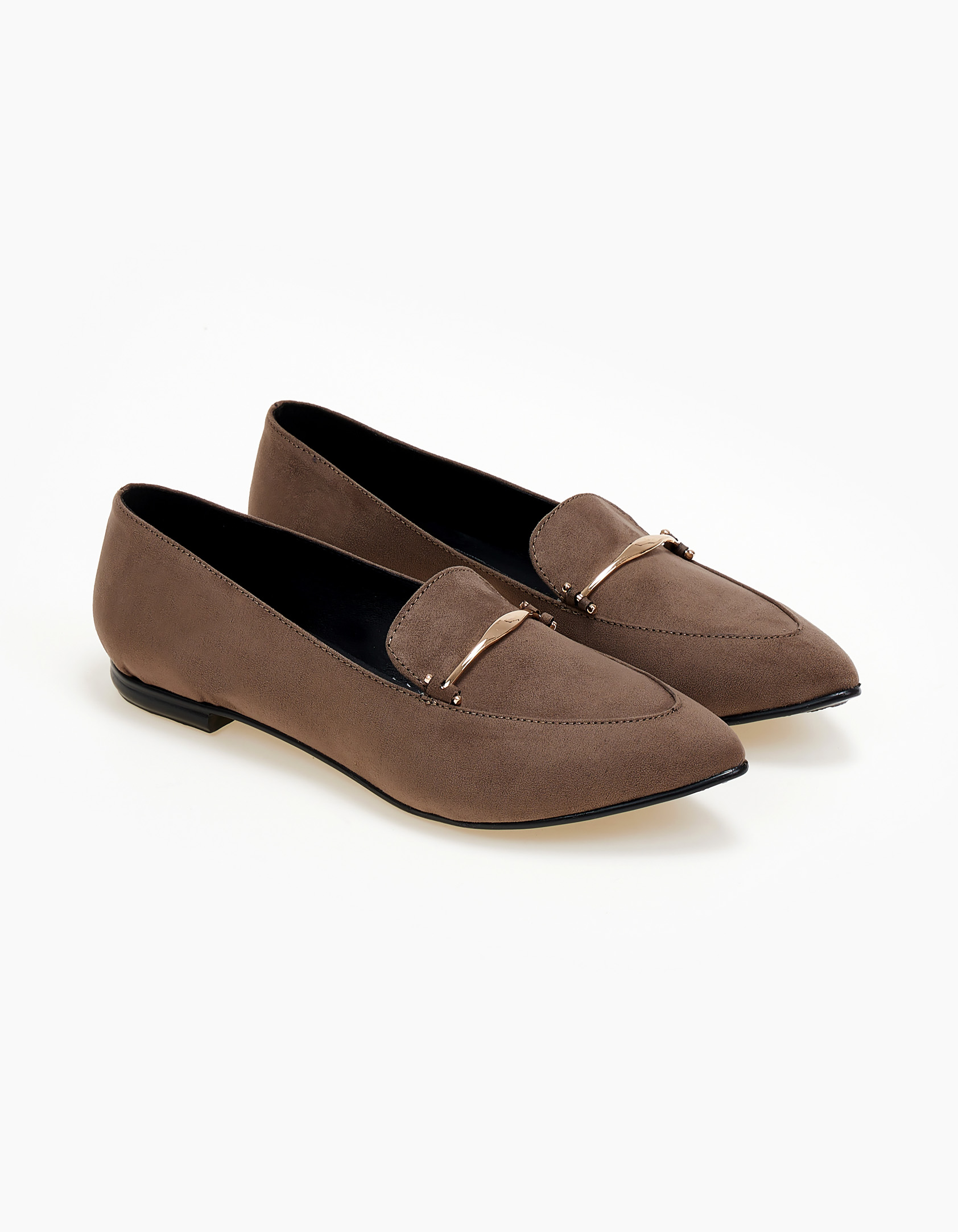 Issue Μυτερά καστόρινα loafers με μεταλλική λεπτομέρεια - Πούρο