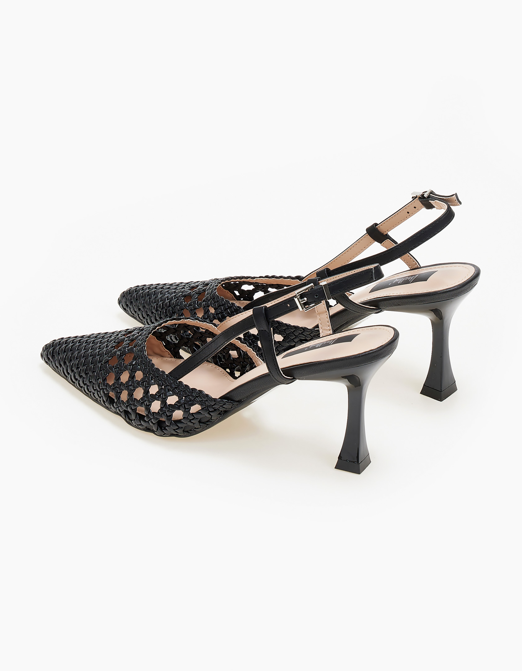 Μυτερά γοβάκια με ιδιαίτερο σχέδιο - Μαύρο φωτογραφία