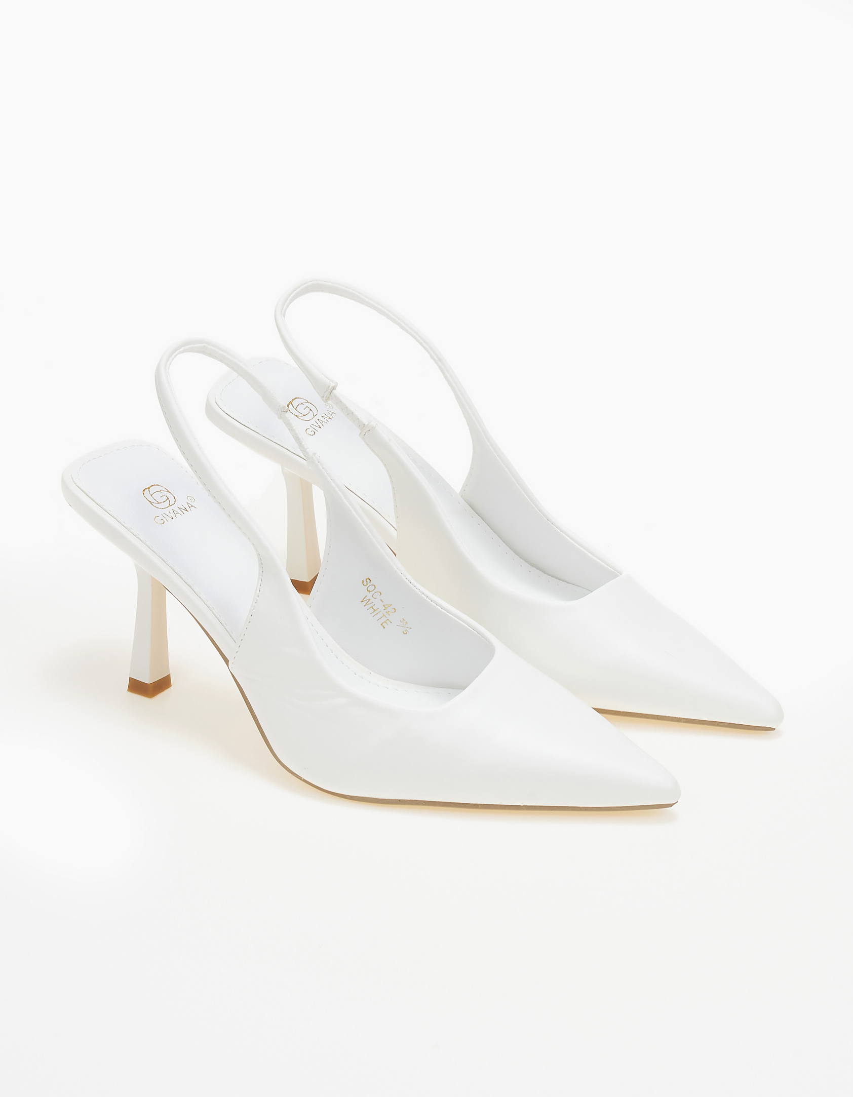 Εξώφτερνες γόβες με λεπτό τακούνι - Λευκό