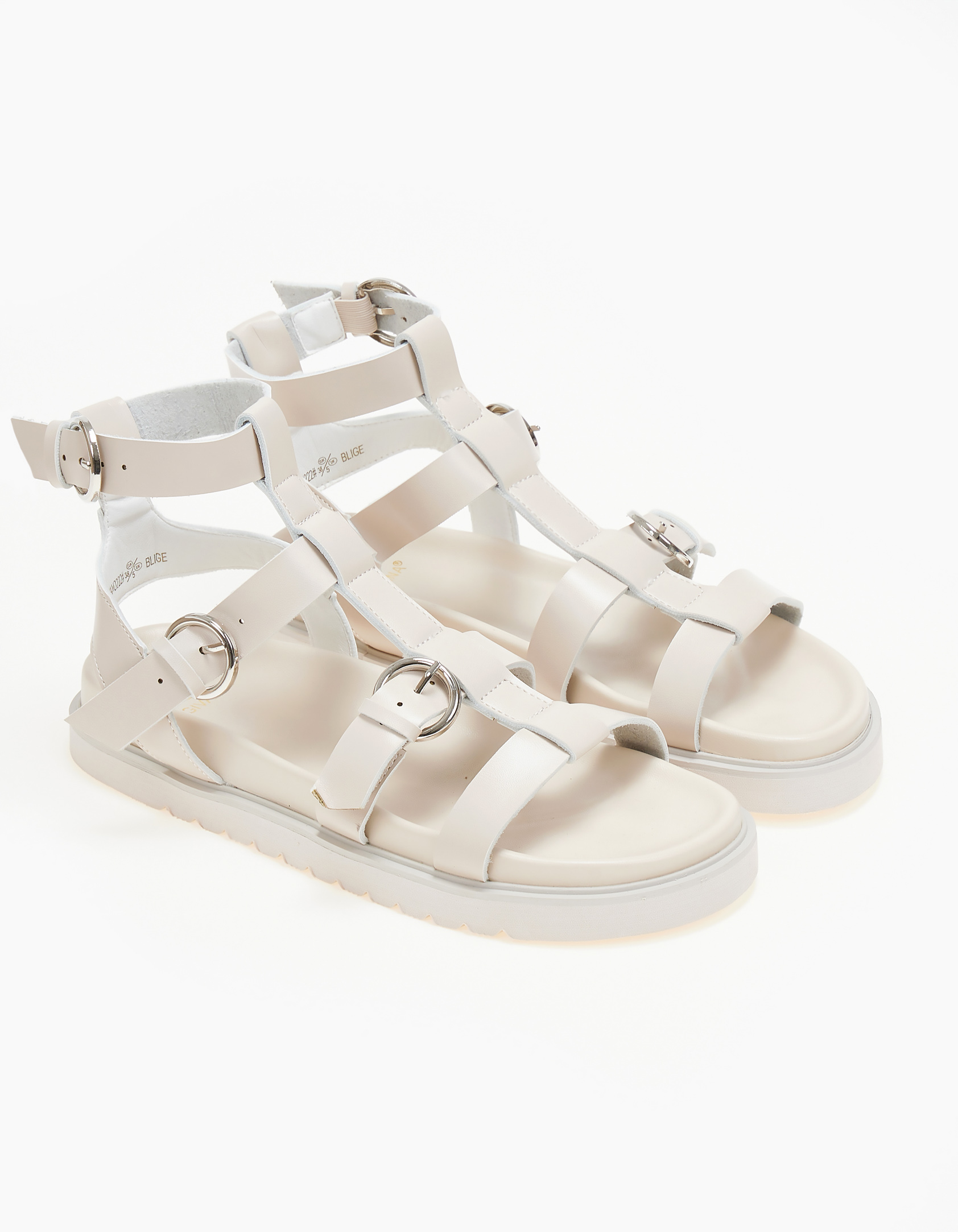 Issue Σανδάλια flatform με πολλαπλά λουράκια - Μπεζ