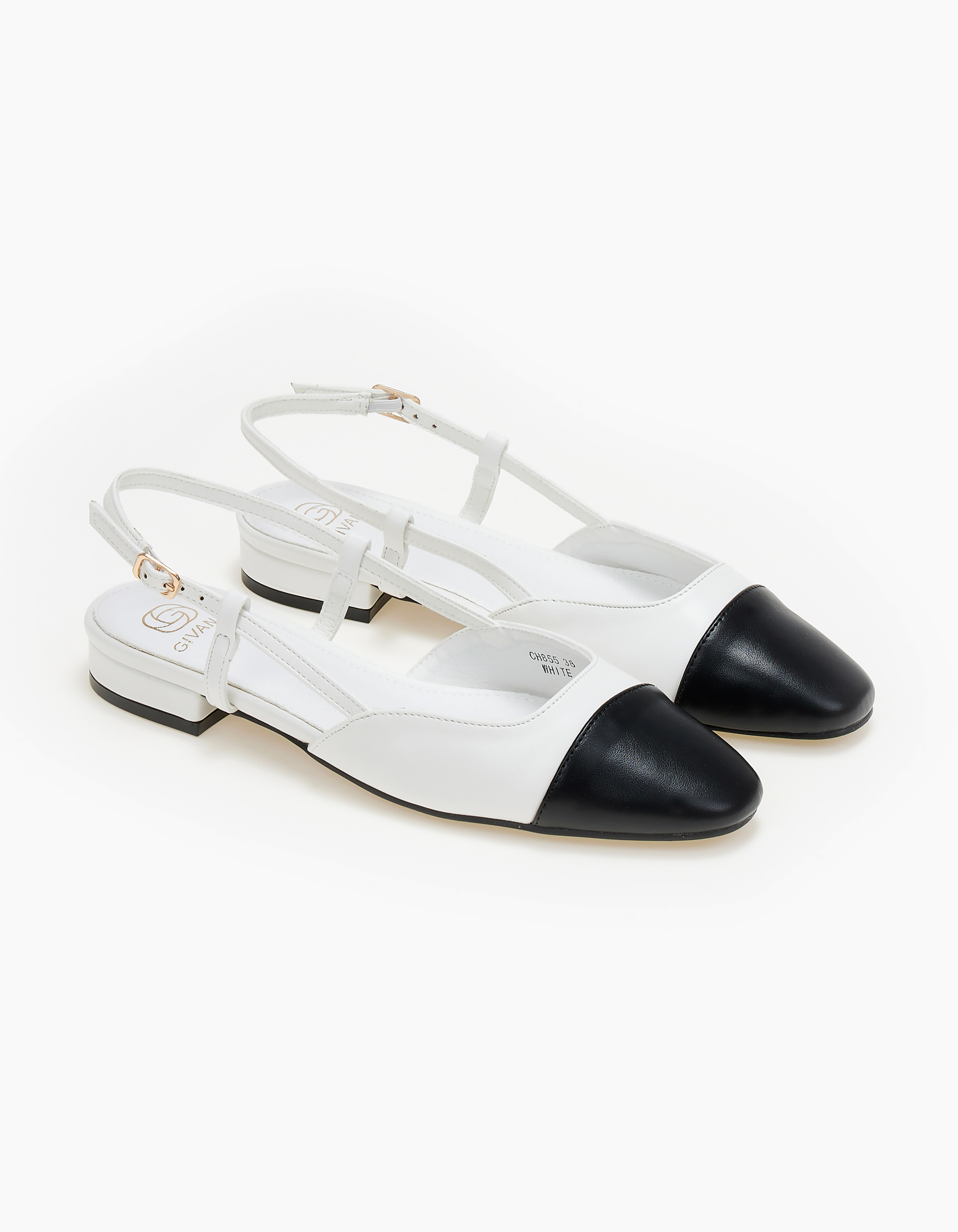 Εξώφτερνα γοβάκια με συνδυασμών χρωμάτων - Λευκό