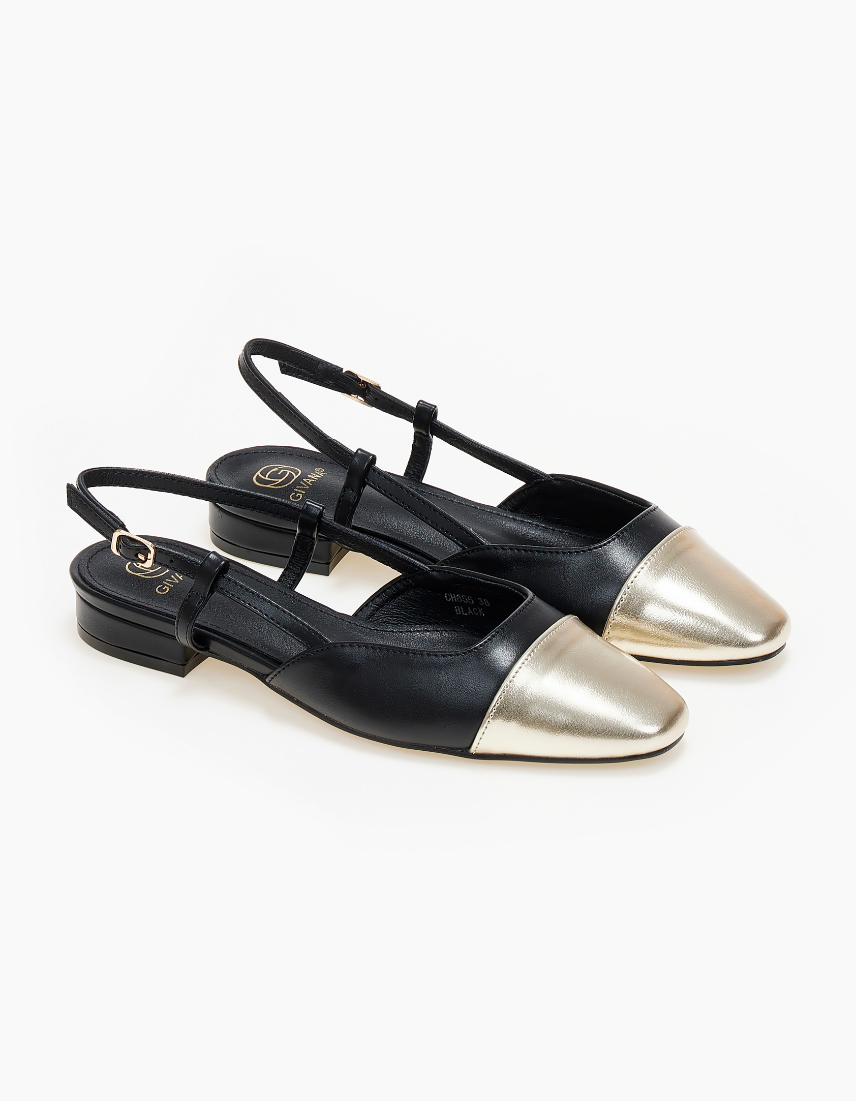 Εξώφτερνα γοβάκια με συνδυασμών χρωμάτων - Μαύρο