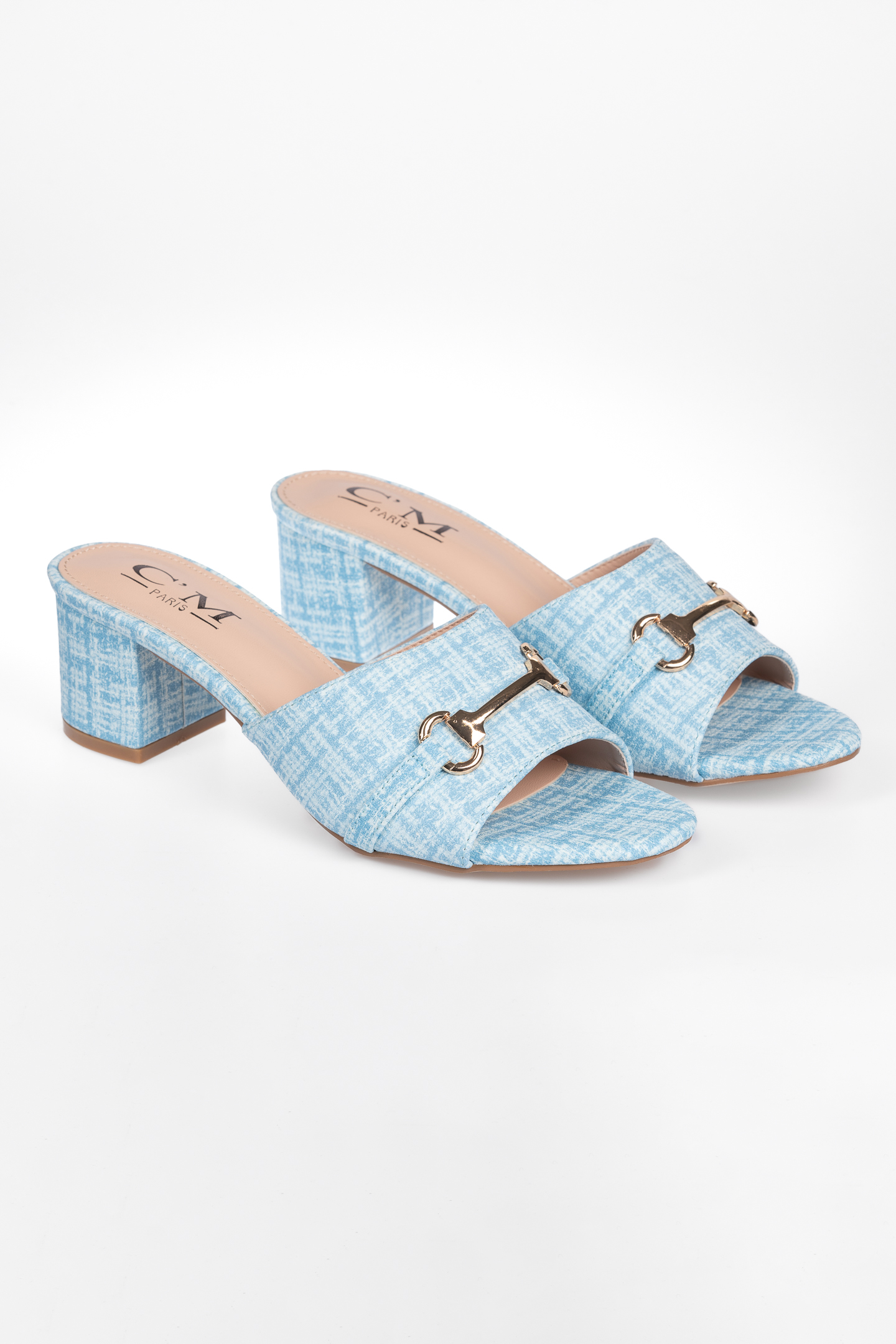 Mules με μεταλλική αγκράφα - Μπλε