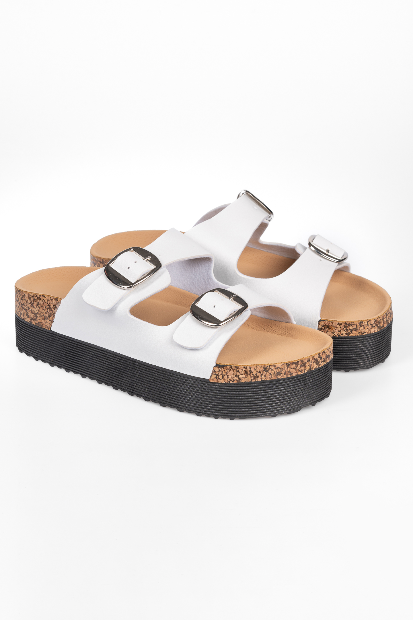 Σανδάλια δίπατα με ρυθμιζόμενα λουράκια - Λευκό