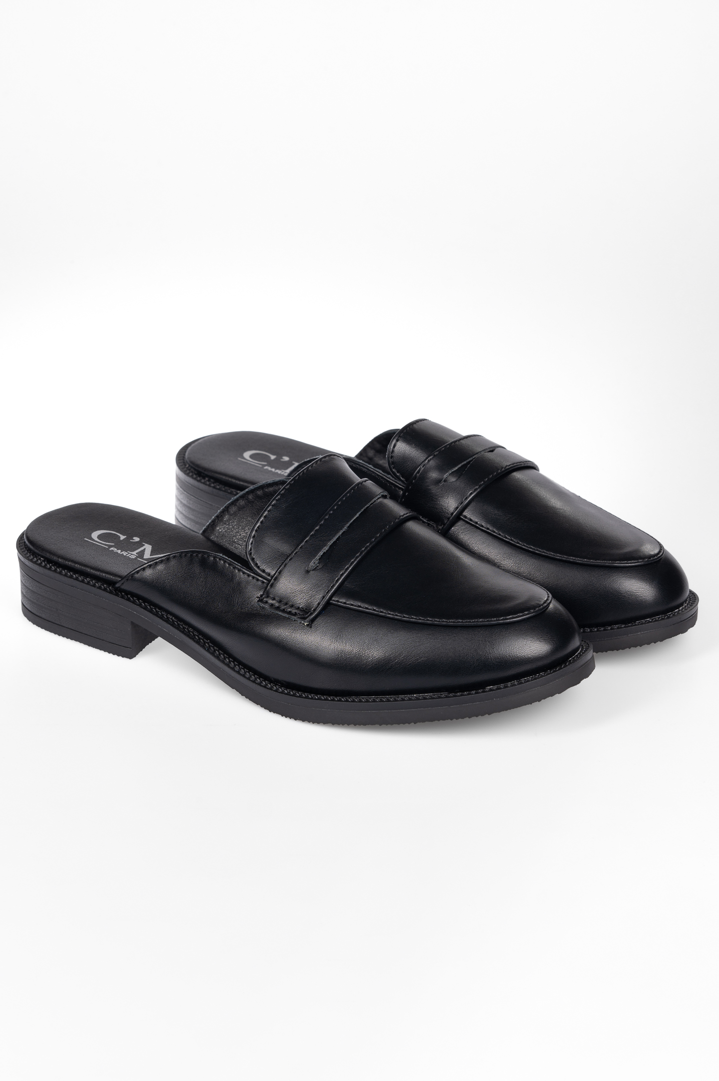 Loafers εξώφτερνα με χοντρό τακούνι - Μαύρο
