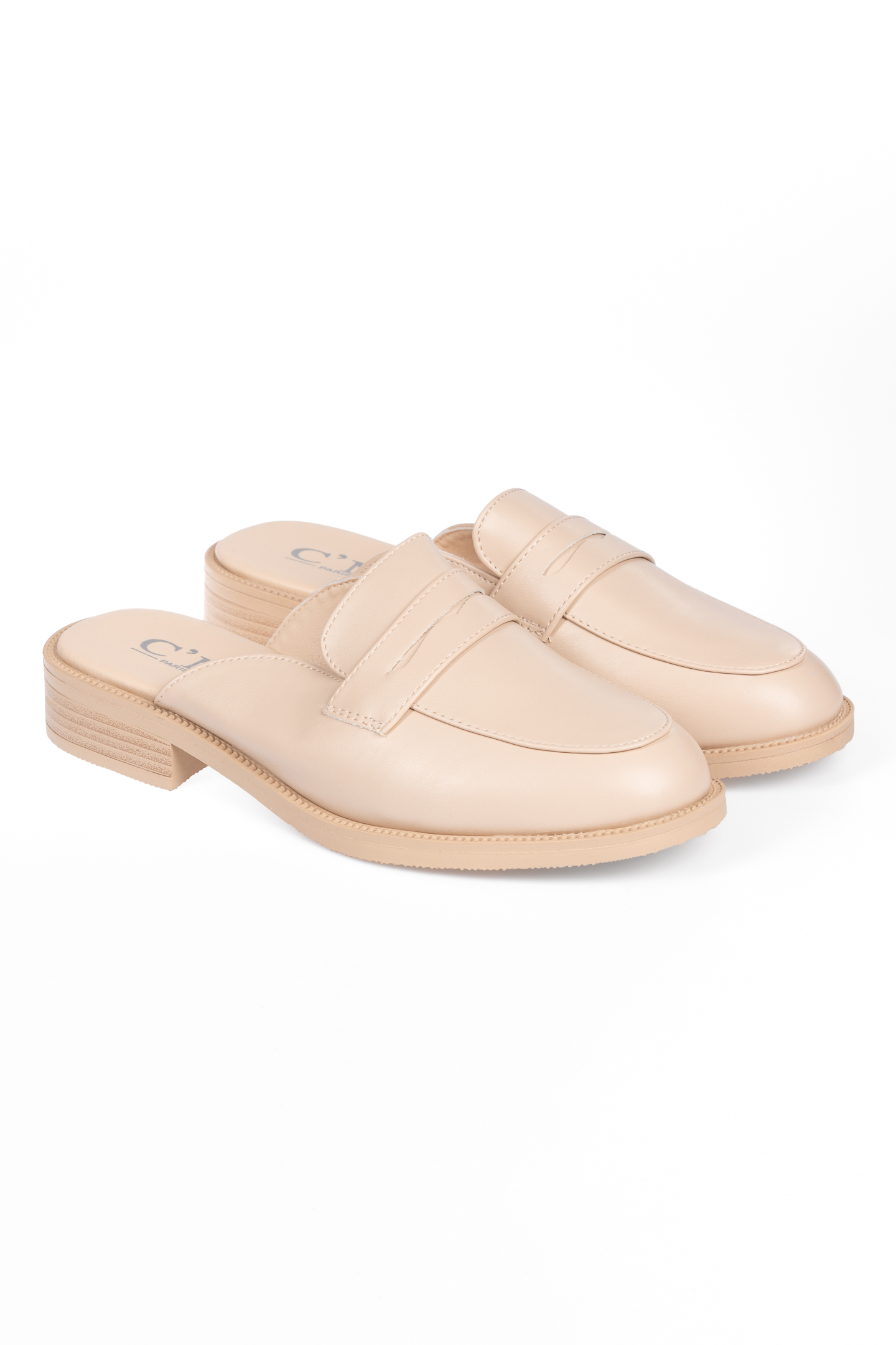 Loafers εξώφτερνα με χοντρό τακούνι - Μπεζ