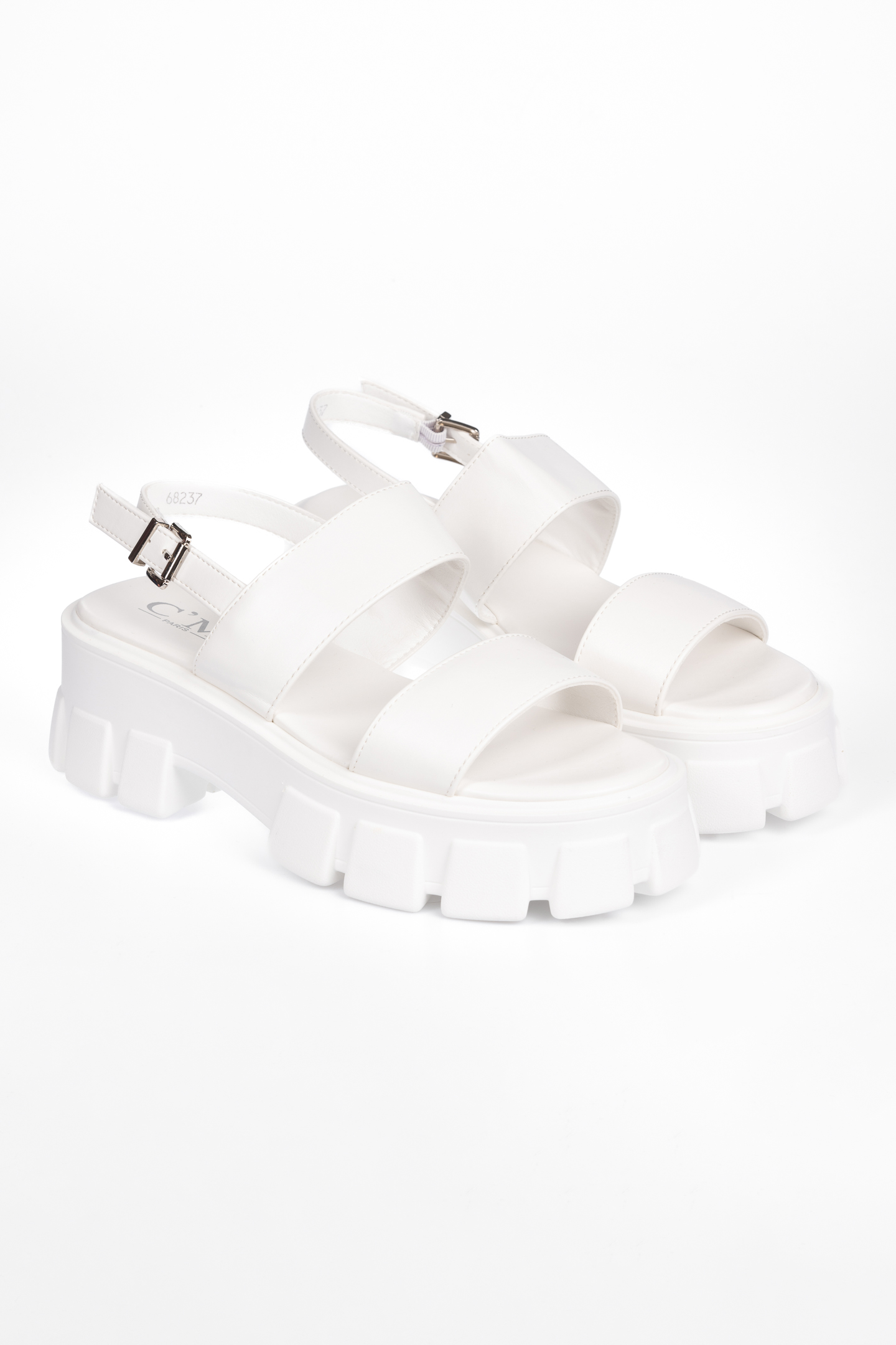 Σανδάλια με τρακτερωτή σόλα - Λευκό