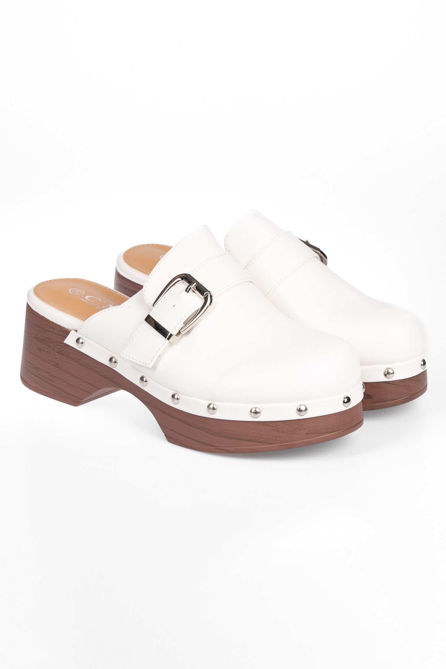 Παπούτσια > Clogs / Τσόκαρα Τσόκαρα με μεταλλικά στοιχεία - Λευκό