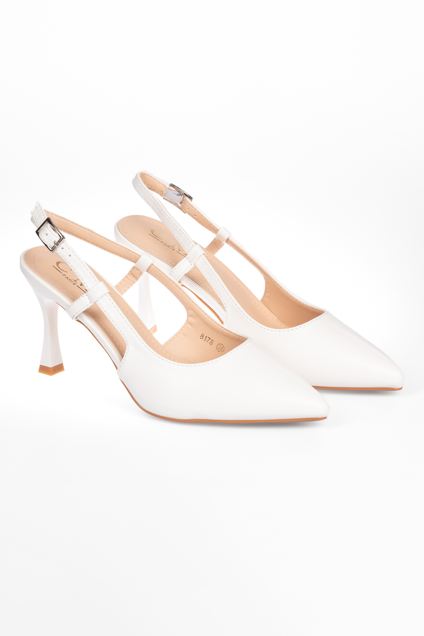 Γόβες openheel μυτερές - Λευκό