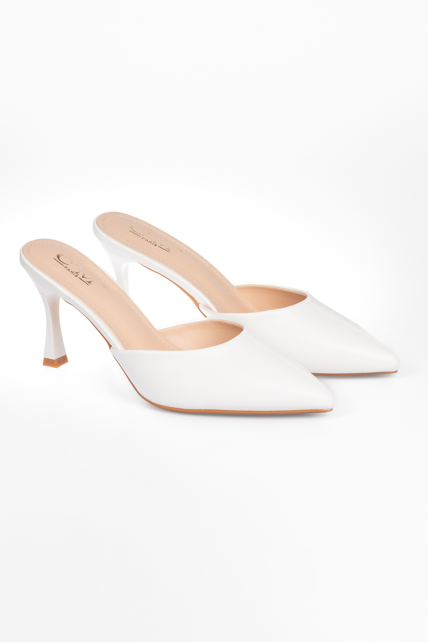 Mules με μυτερό τελείωμα - Λευκό