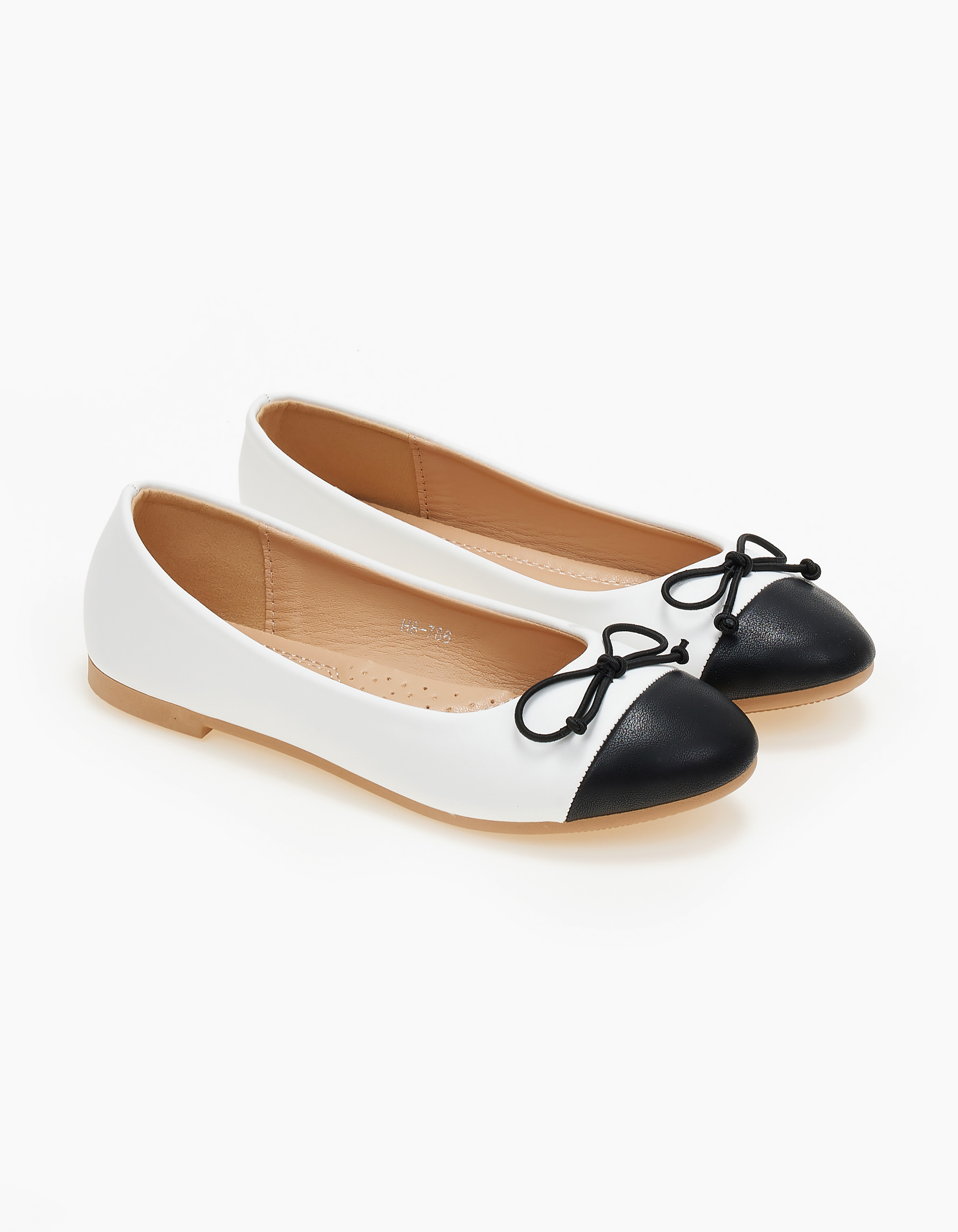 Γυναικείες μπαλαρίνες με διακοσμητικό φιόγκο - Λευκό