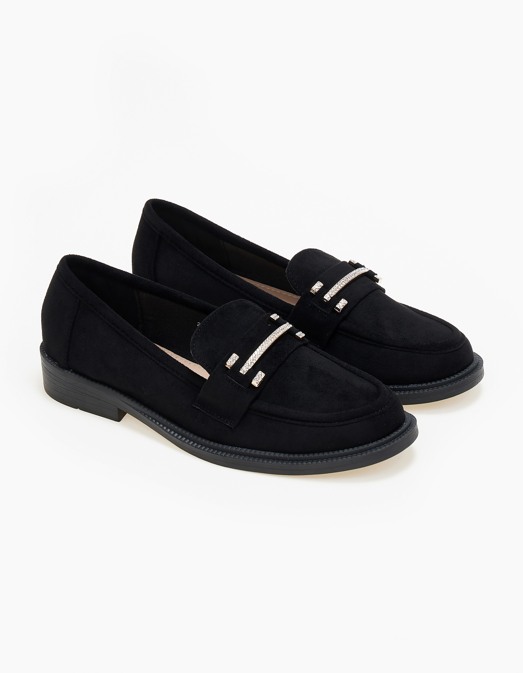 Suede loafers με αγκράφα - Μαύρο