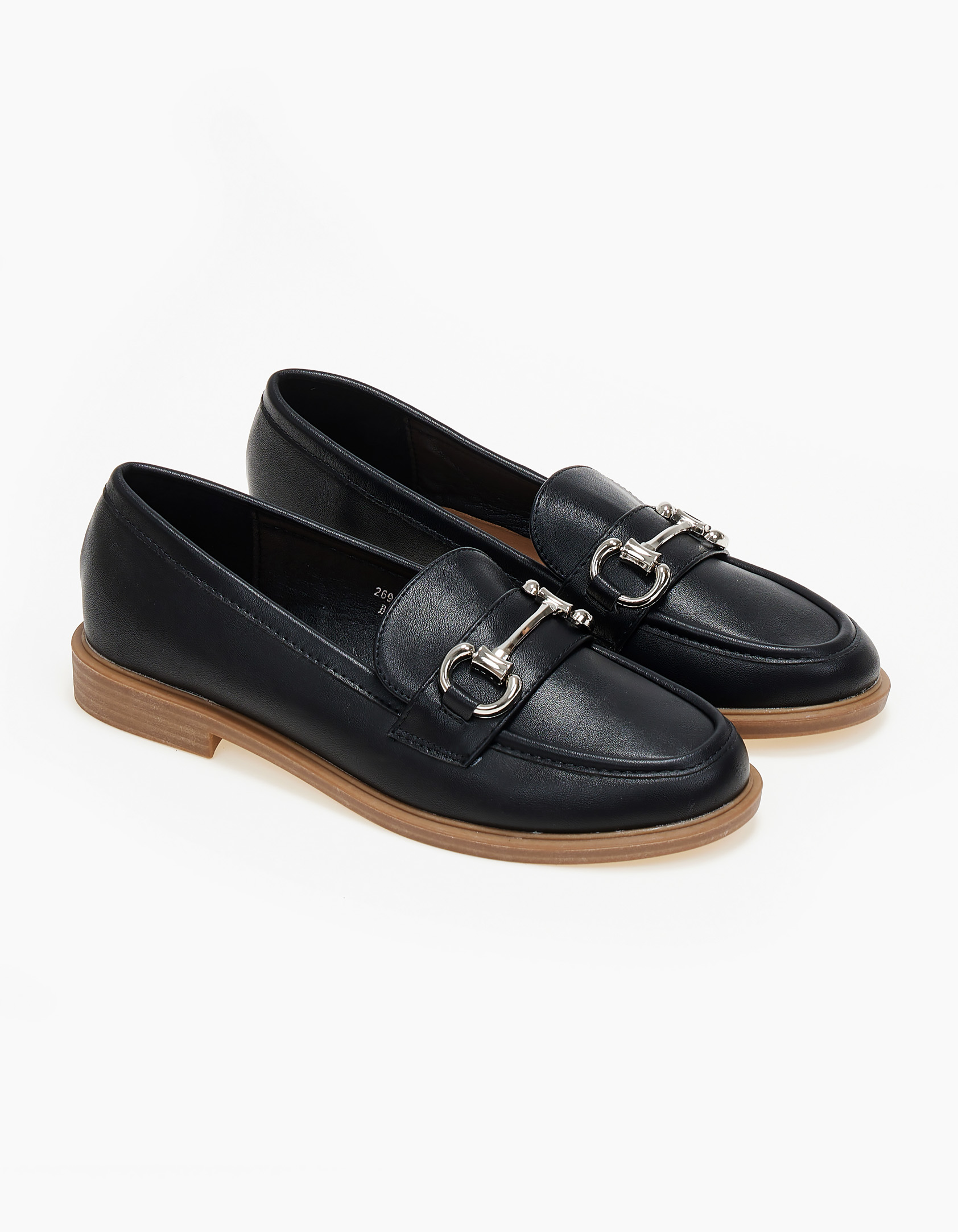 Loafers με διακοσμητική αγκράφα - Μαύρο Παπούτσια > Loafers