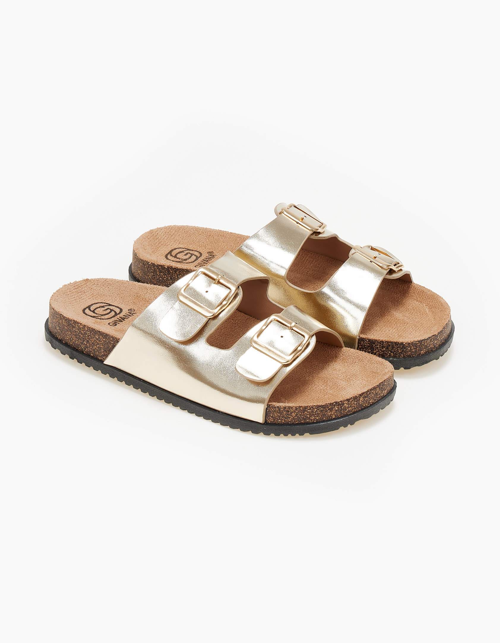 Παντόφλες με δύο τόκες - Χρυσό