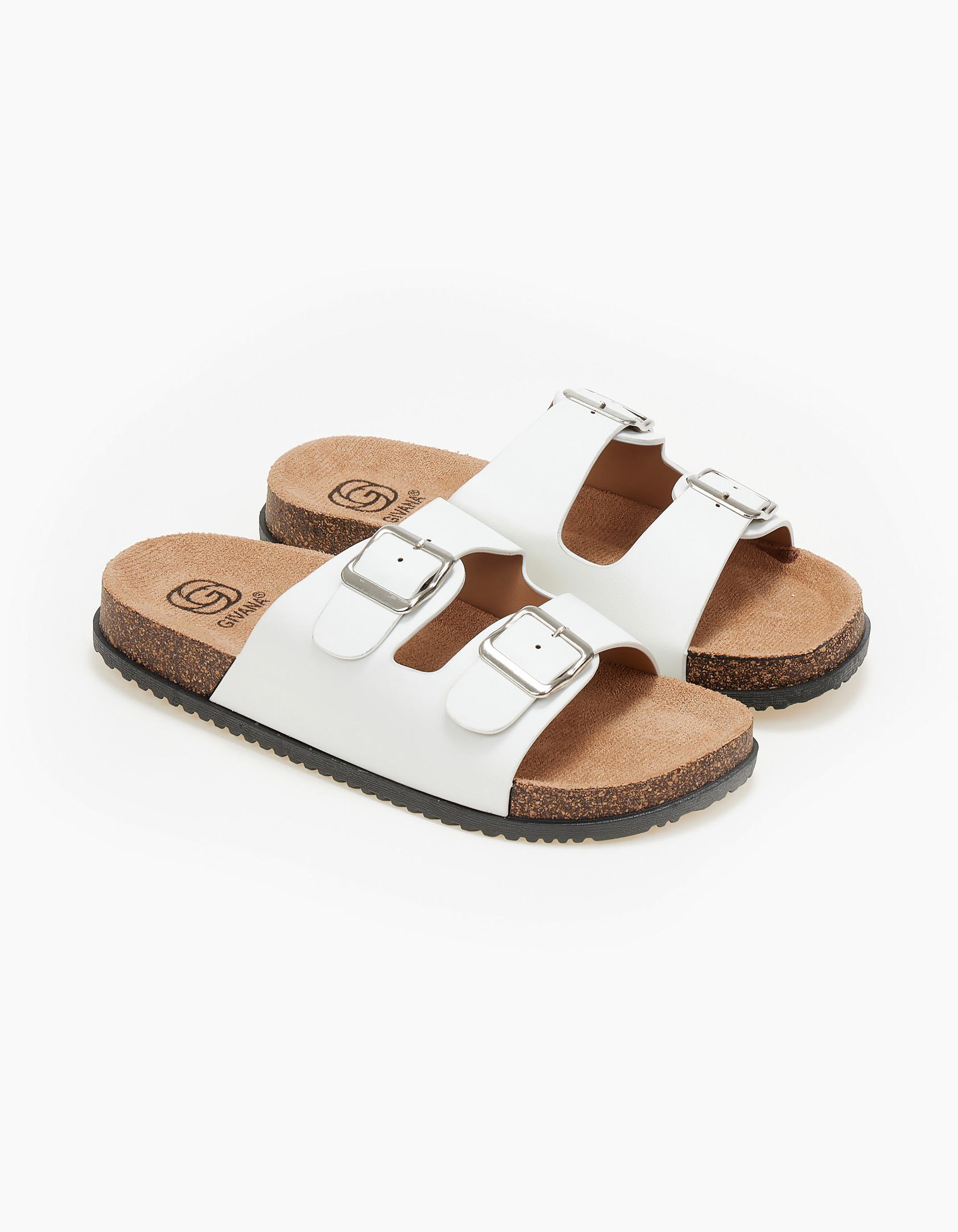 Παντόφλες με δύο τόκες - Λευκό