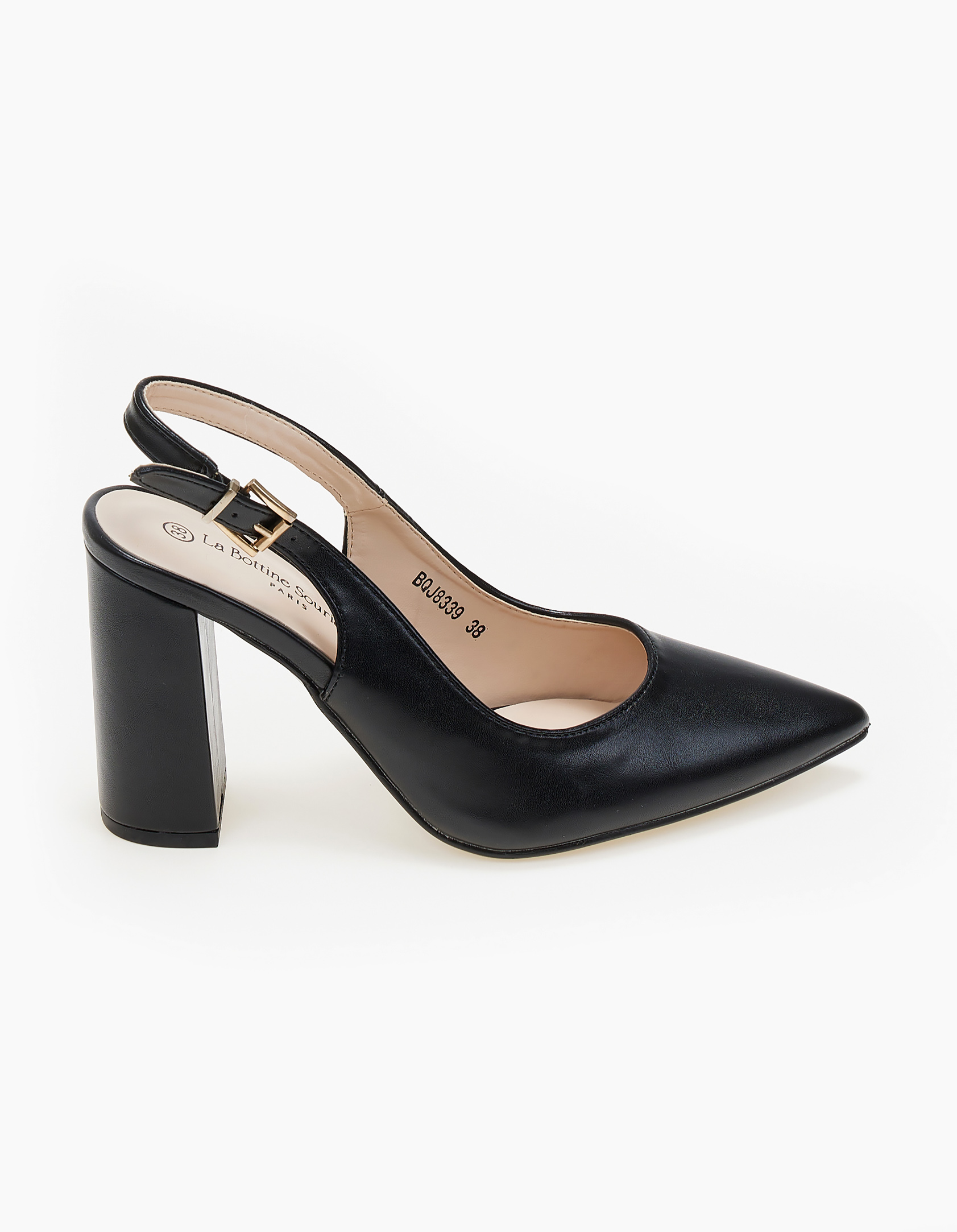 Εξώφτερνες γόβες με χοντρό τακούνι - Μαύρο φωτογραφία