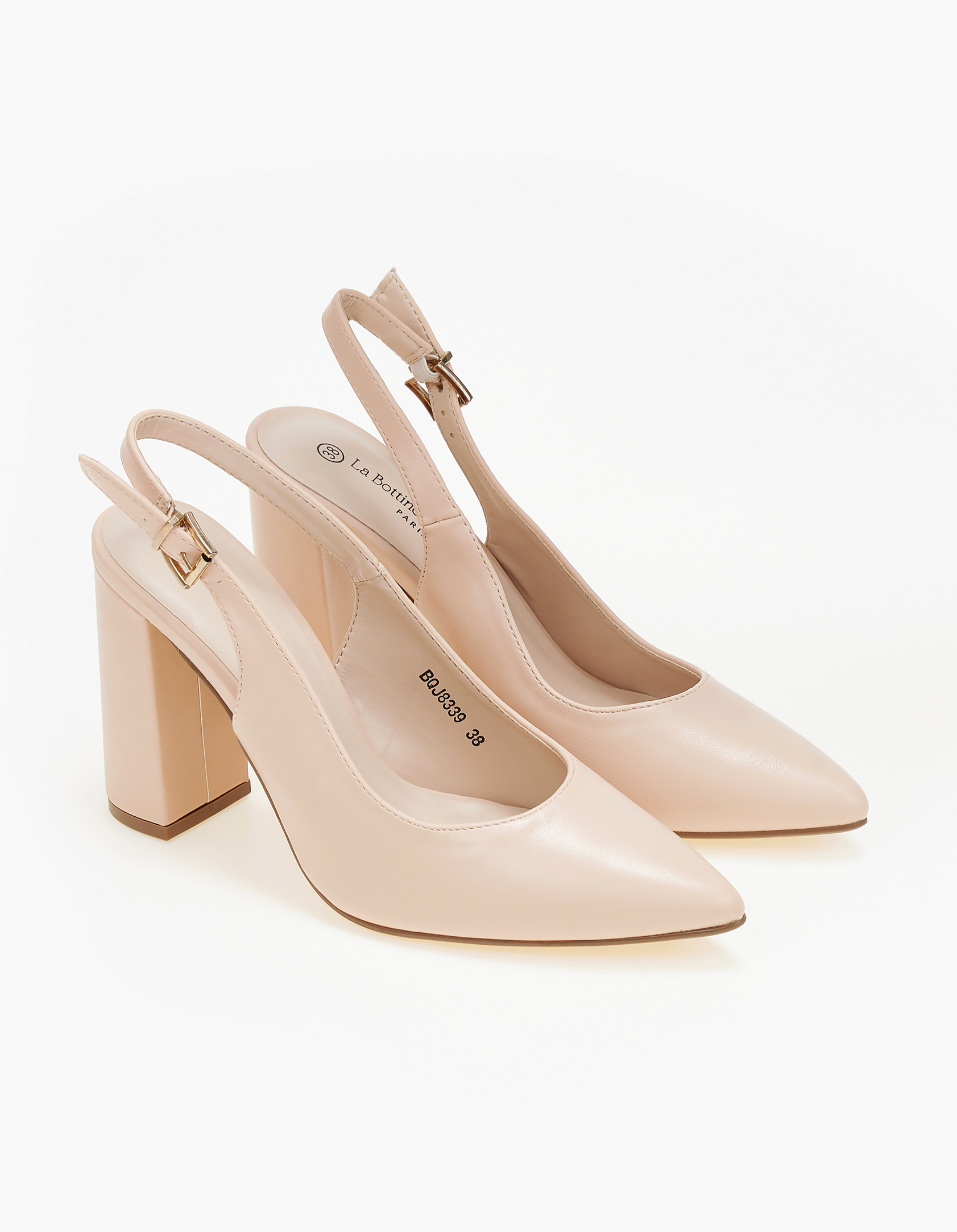 Εξώφτερνες γόβες με χοντρό τακούνι - Nude