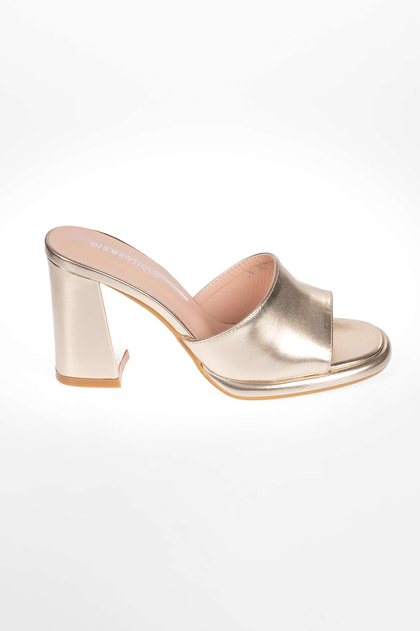 Mules με χοντρό τακούνι - Χρυσό φωτογραφία