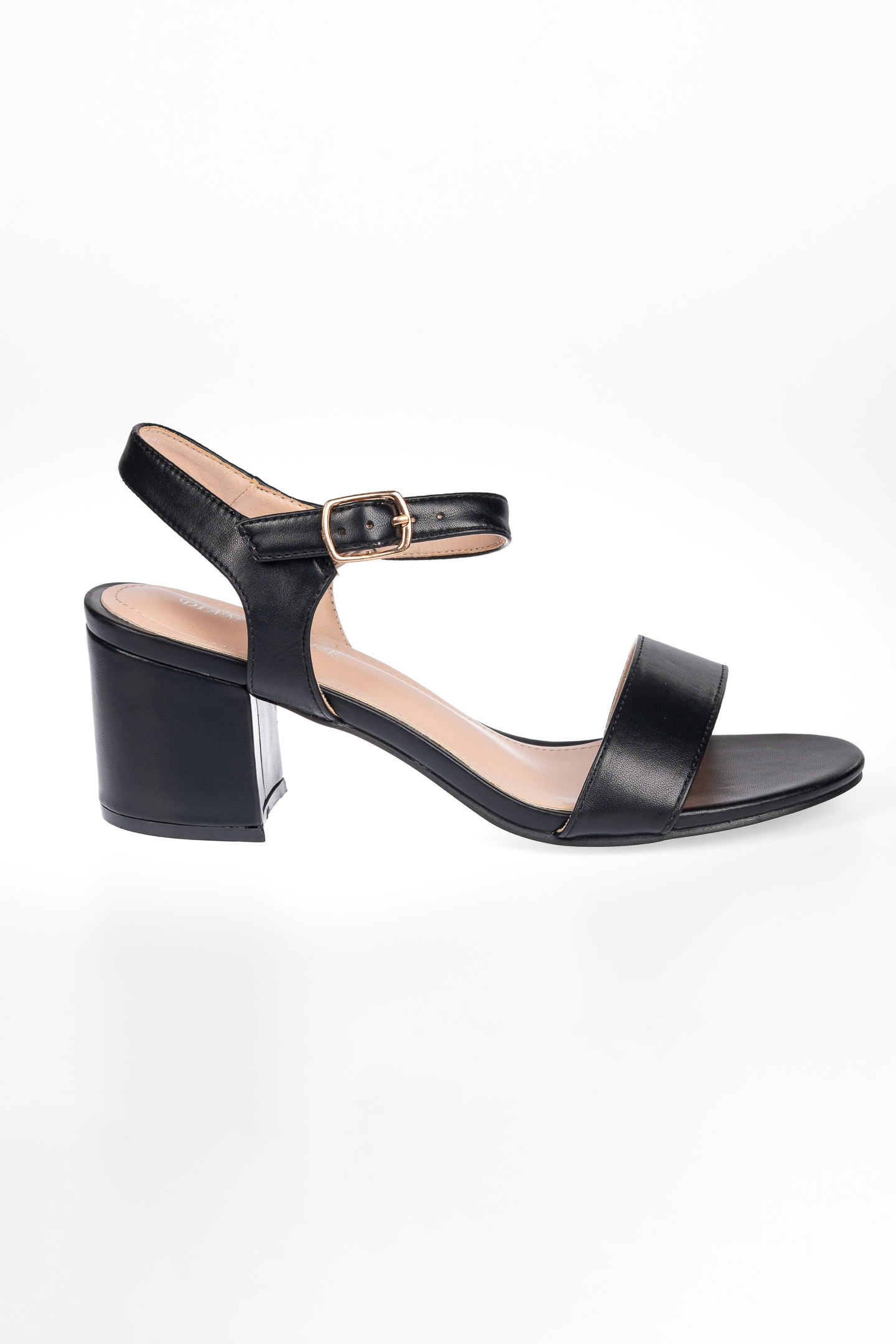 Πέδιλα με χοντρό τακούνι και μπαρέτα - Μαύρο φωτογραφία