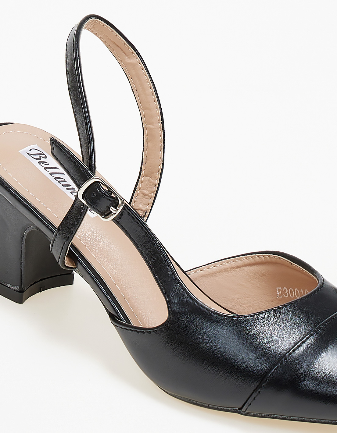 Γόβες εξώφτερνες με χοντρό τακούνι - Μαύρο φωτογραφία