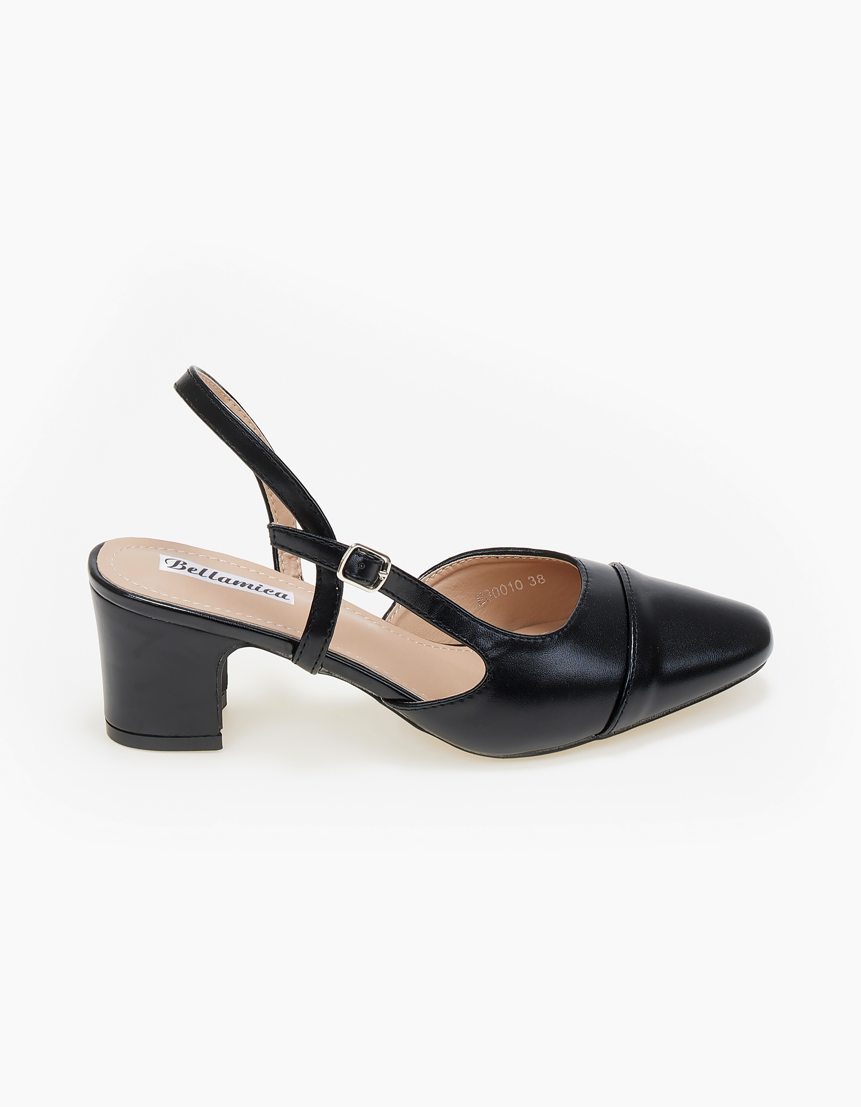 Γόβες εξώφτερνες με χοντρό τακούνι - Μαύρο φωτογραφία