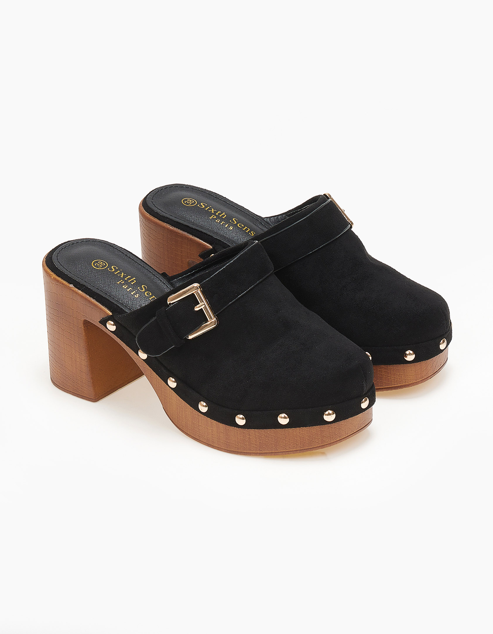 Issue Suede mules με χοντρό τακούνι - Μαύρο
