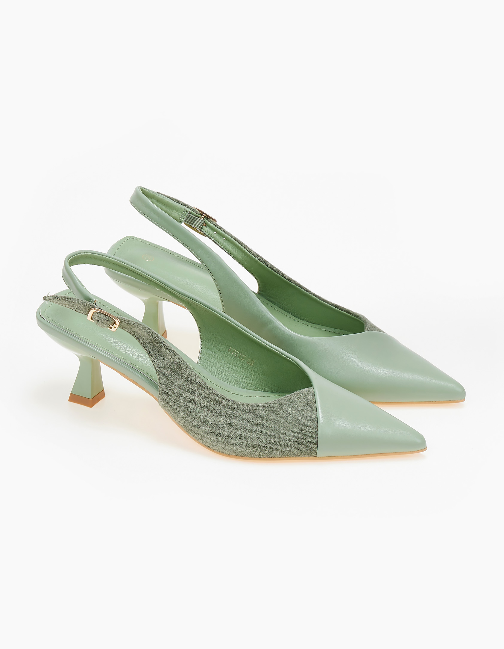 Παπούτσια > Γόβες Εξώφτερνες γόβες με συνδυασμό υλικών - Πράσινο
